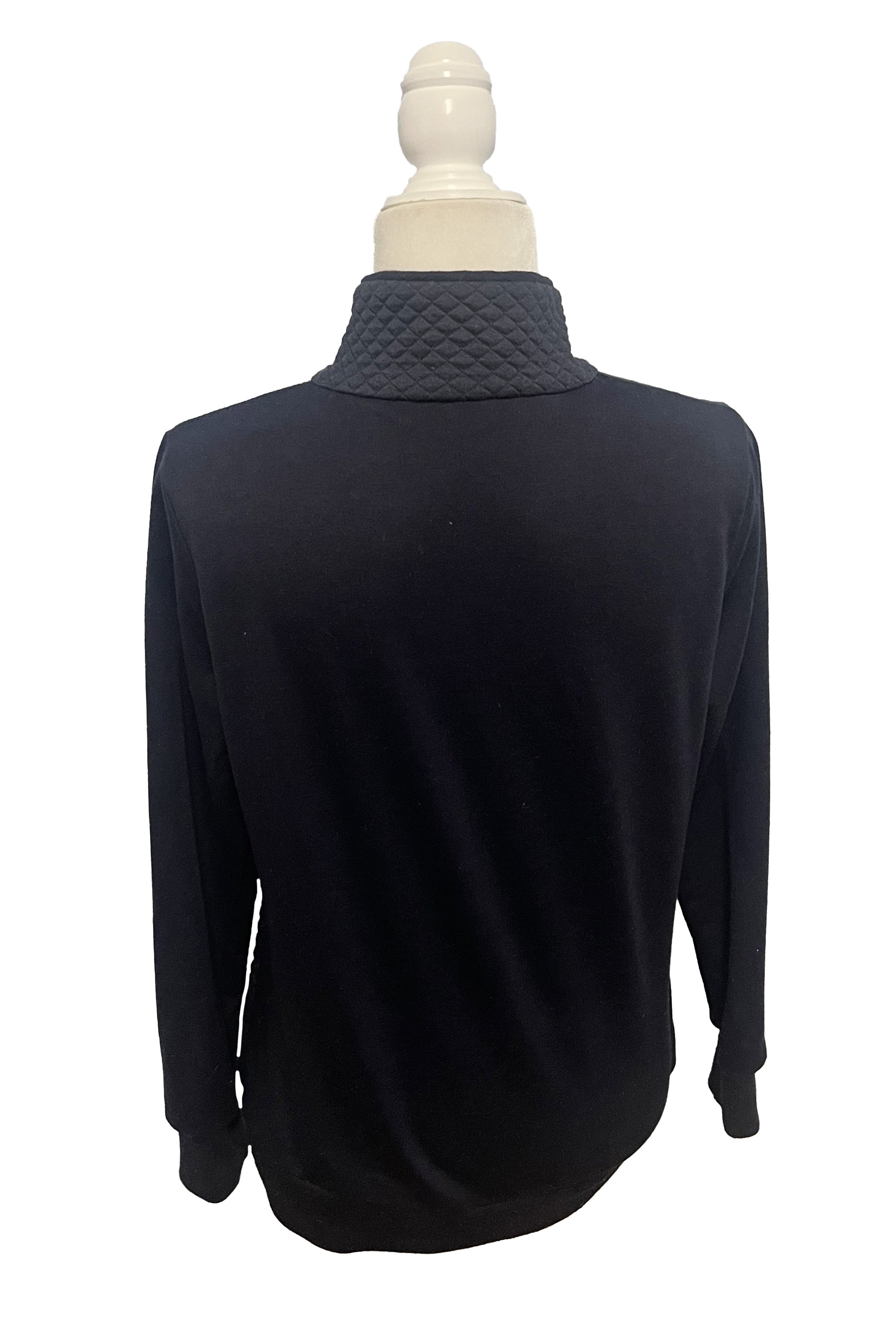 Herd Of Zebras 1/4 Zip Quilted Style Sweater In Navy - Small - 2nd Round Equestrian