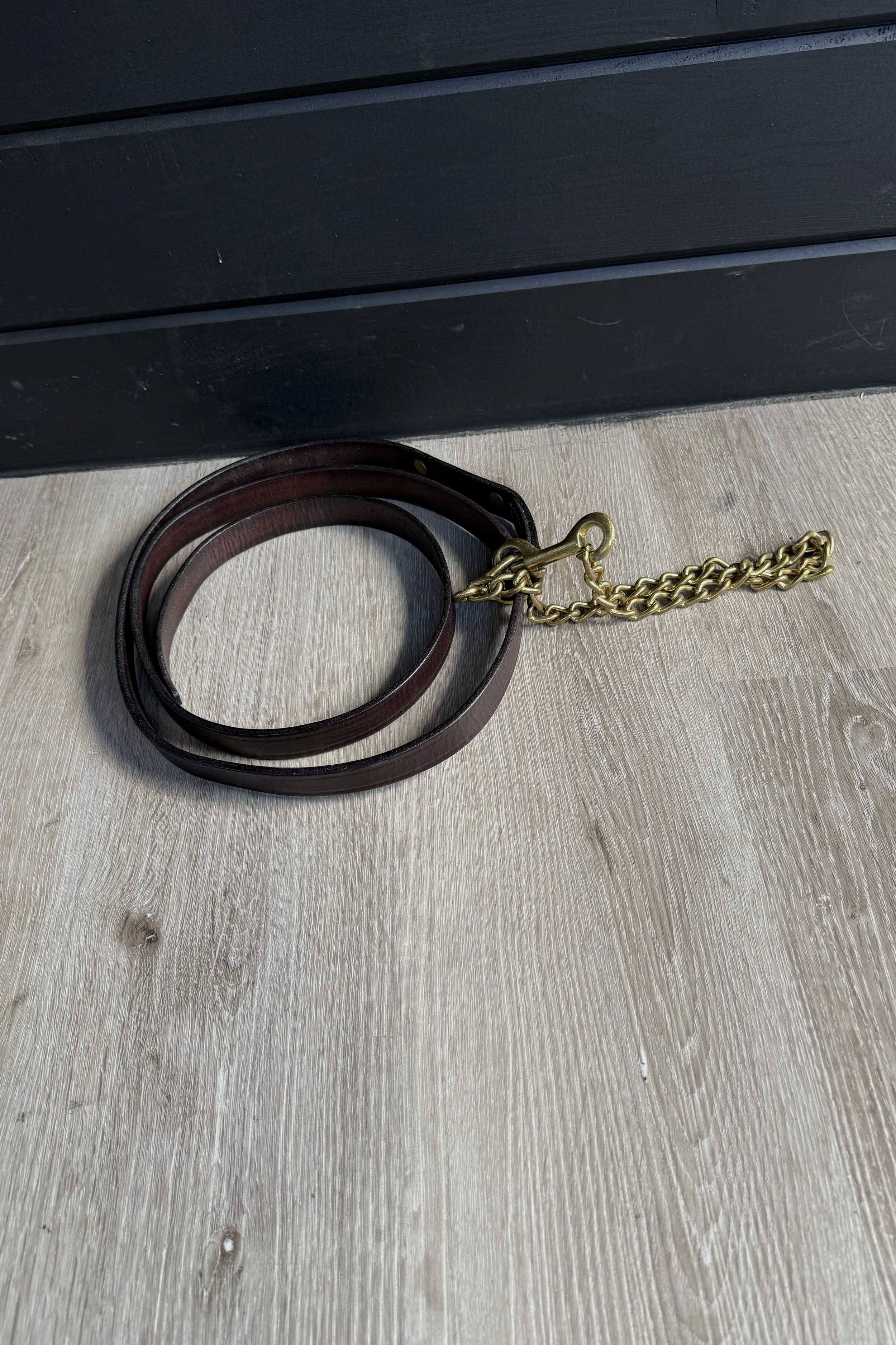 Walsh Leather Lead With Chain In Havana