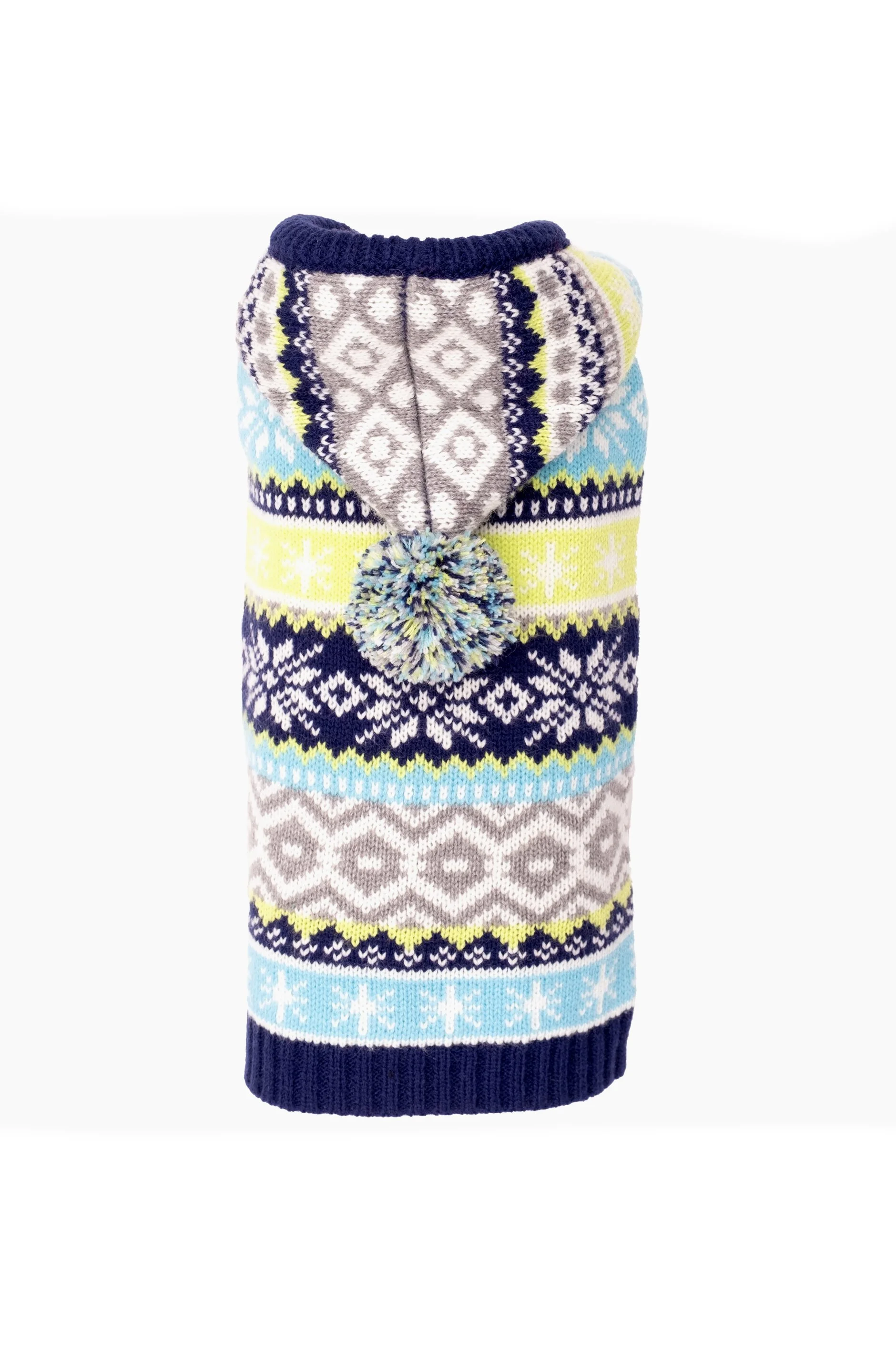 The Worthy Dog Fairisle Hoodie Sweater In Blue