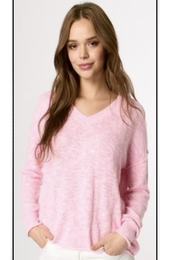 J Society Silk Slub V Neck Sweater In Punch - 2nd Round Equestrian
