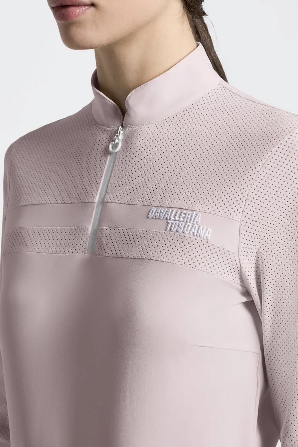 CAVALLERIA TOSCANA LONG SLEEVE PERFORATED TRAINING POLO IN VIOLET ICE