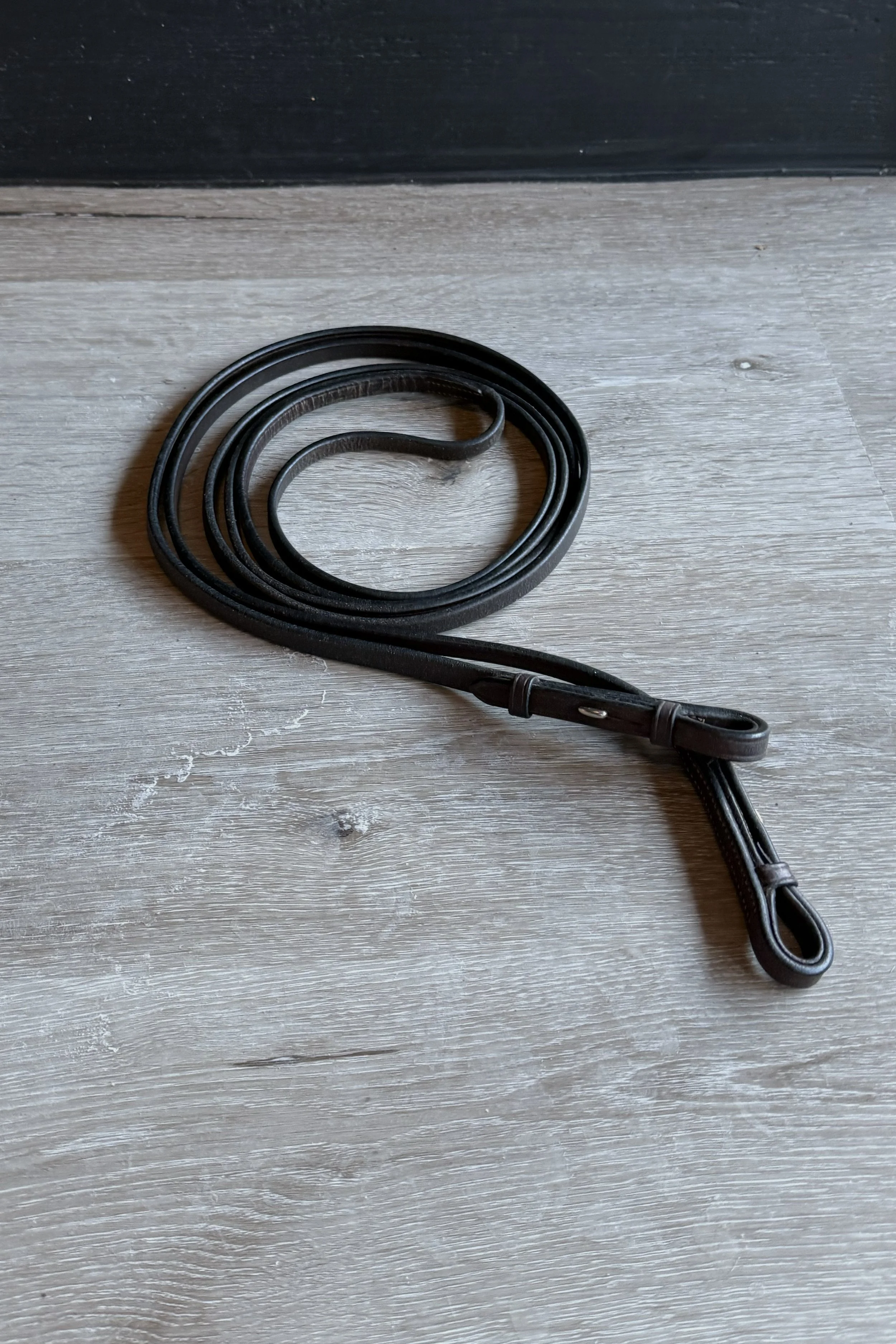 Leather Rubberized Grip Curb Reins In Brown - Full
