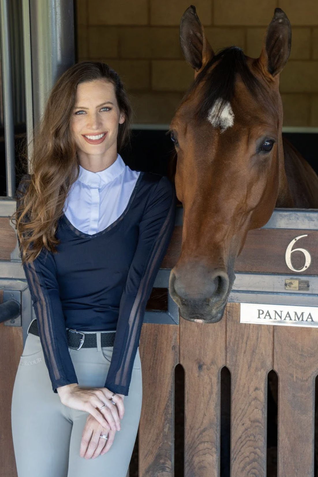 Harcour Lizzy Long Sleeve Competition Shirt In Navy - Medium