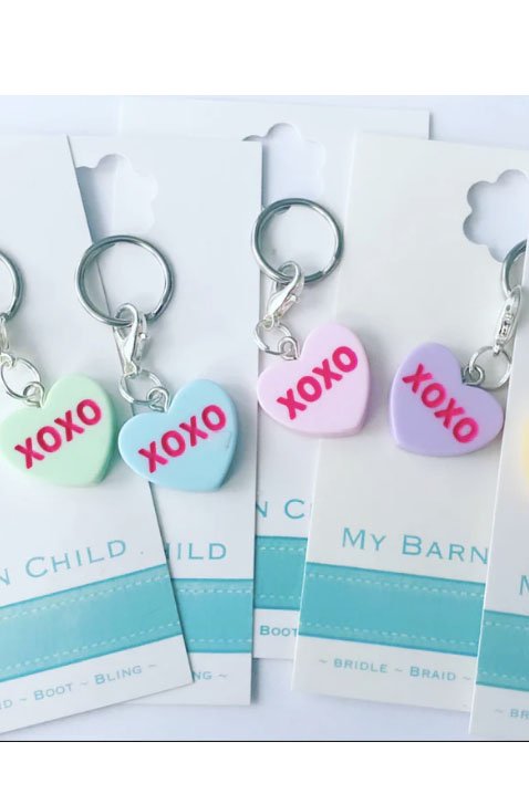 My Barn Child Bridle Charm: Heart XOXO Pink - 2nd Round Equestrian