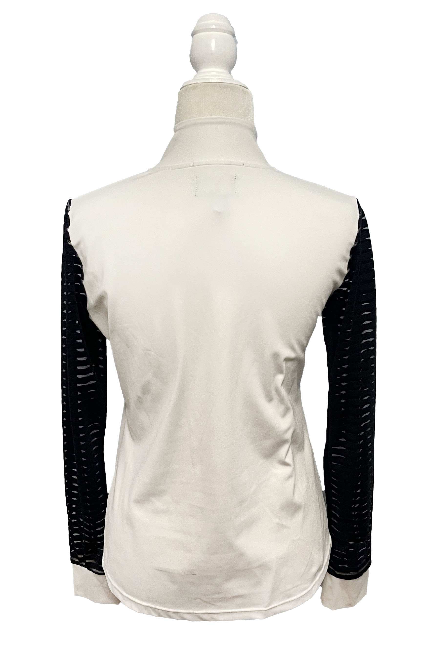 Horze Long Sleeve Show Shirt In White & Navy - US 6 - 2nd Round Equestrian