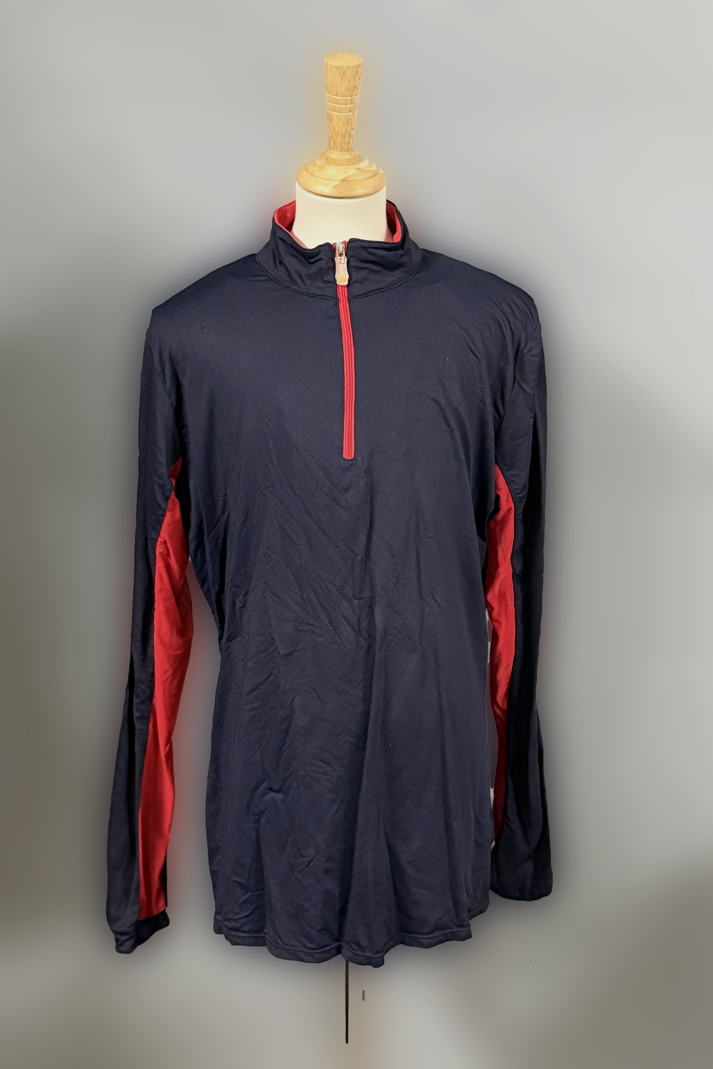 Kastel 1/4 Zip Crystal Long Sleeve Sunshirt In Navy & Red - Large