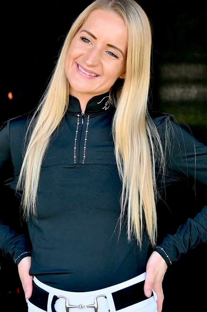 Equi Show Long Sleeve Perforated Shirt In Navy - 2nd Round Equestrian
