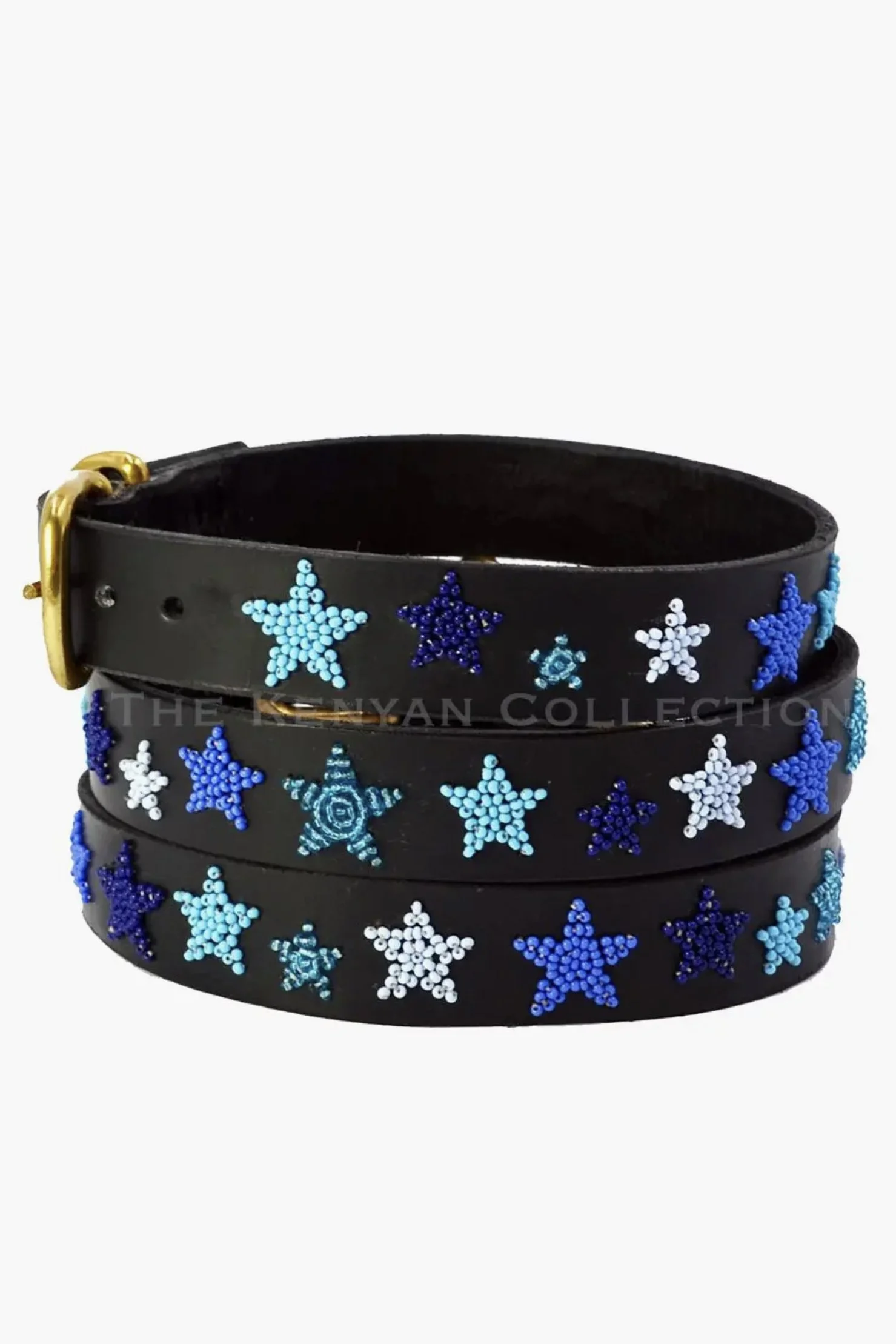 Kenyan Collection Stars Belt Wide Width In Indigo Stars - Silver Buckle