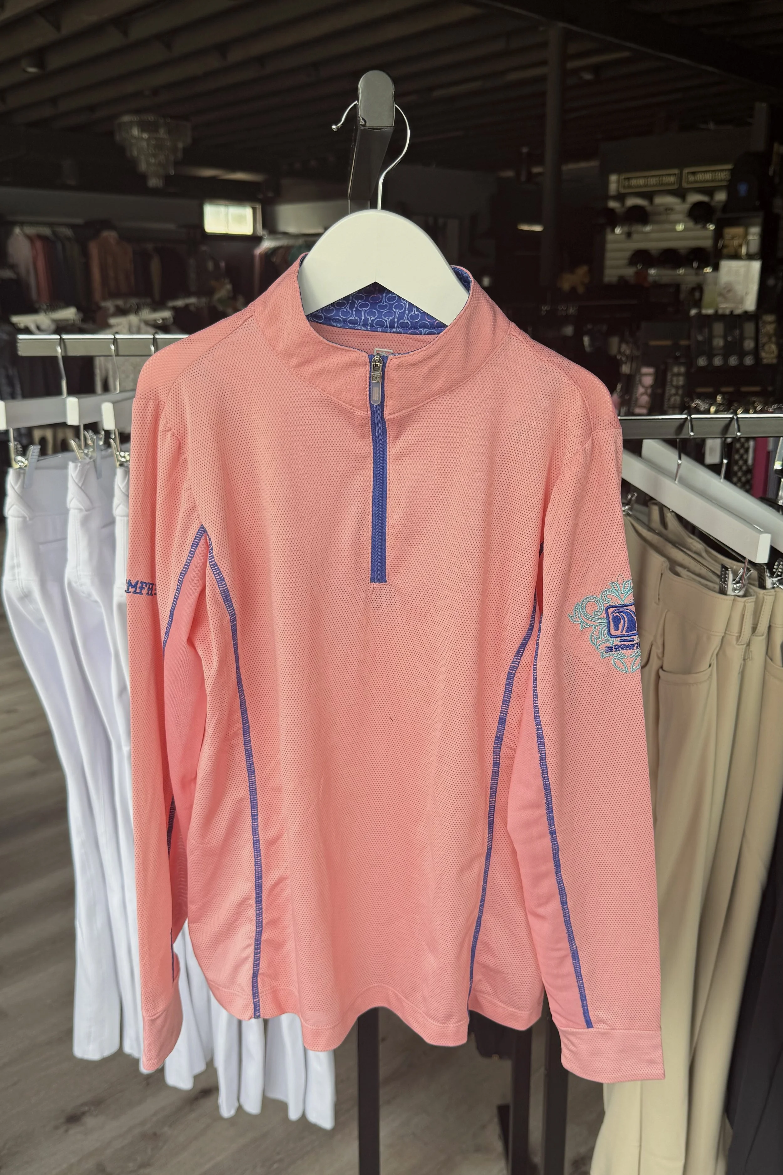 Romfh 1/4 Zip Long Sleeve Sunshirt In Hot Pink - Kids XL