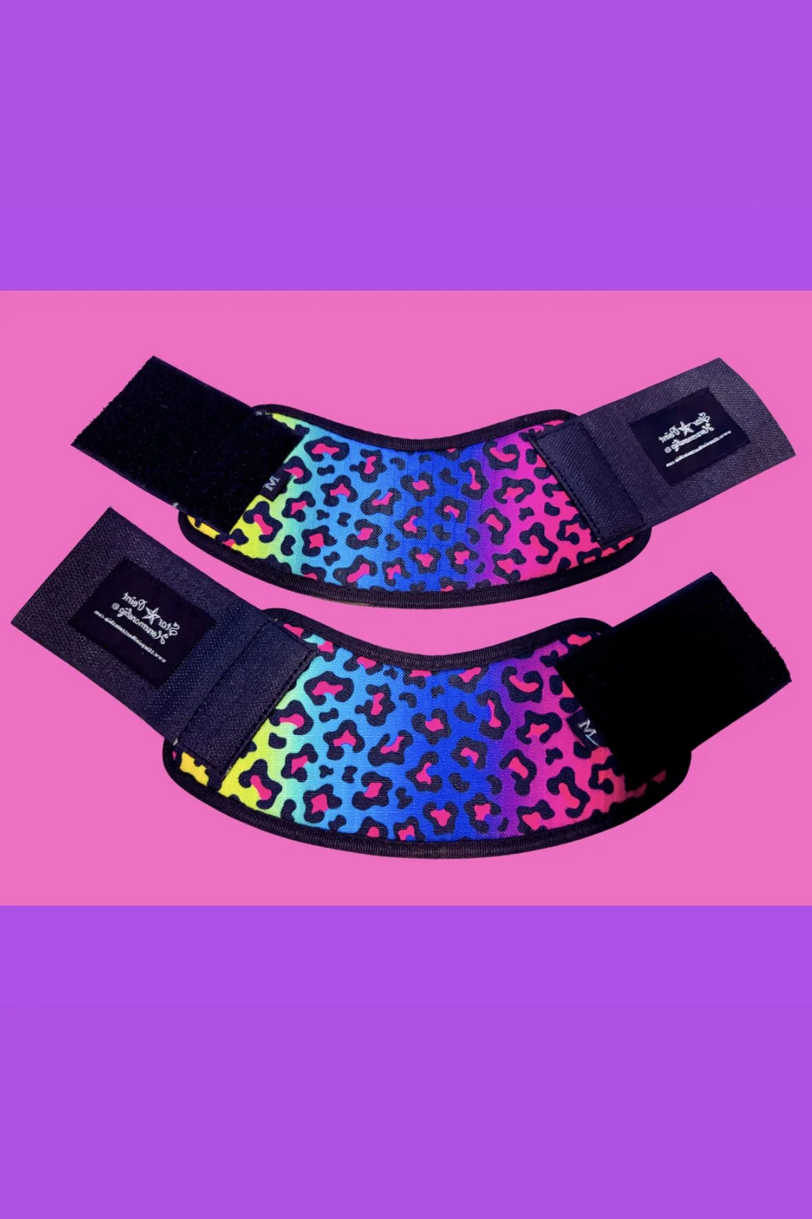 Star Point Horsemanship Mini Pony Bell Boots In Rainbow Cheetah - Medium