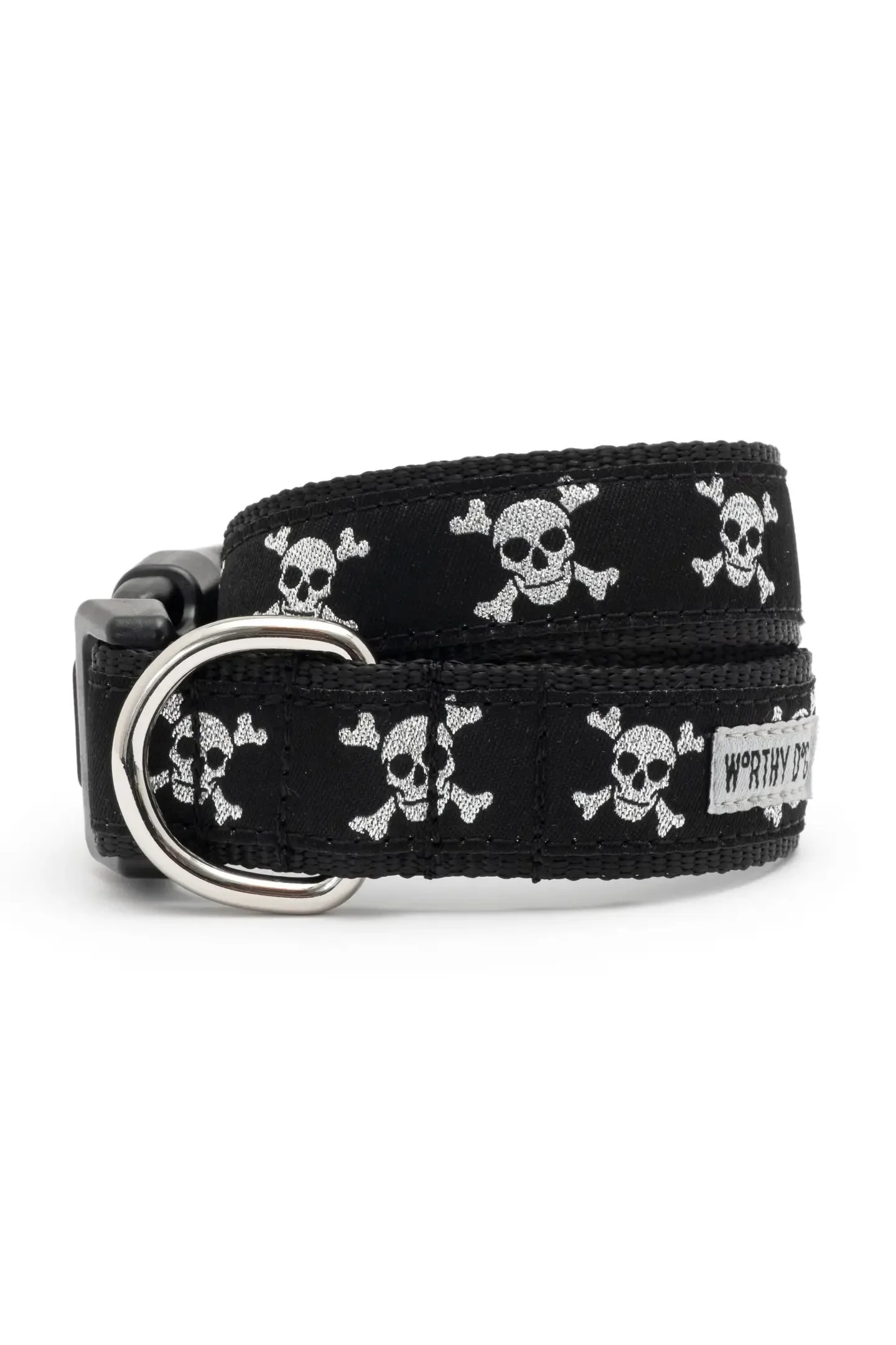 The Worthy Dog Skull & Crossbones Dog Collar In Black