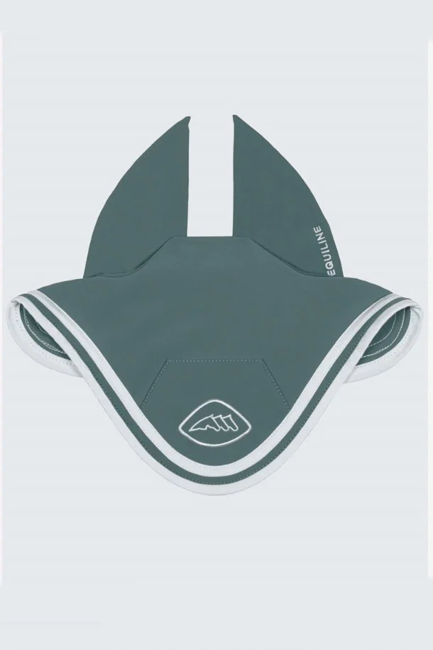 Equiline Technical Ear Net With Contrast Logo In Forest Green