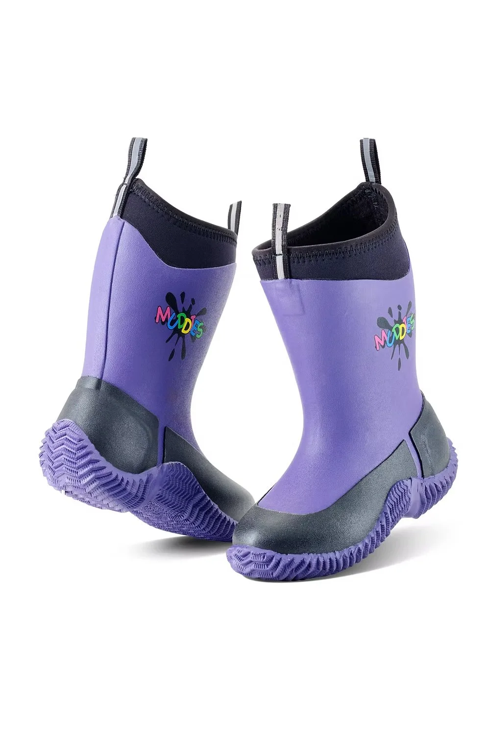 Muddies Icicle All Weather Boot In Black & Violet - Kids 5