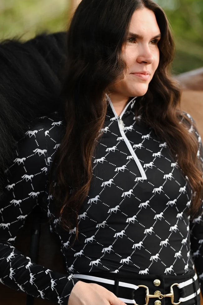 Novella The Logo Sport Zip In Black & White - 2nd Round Equestrian