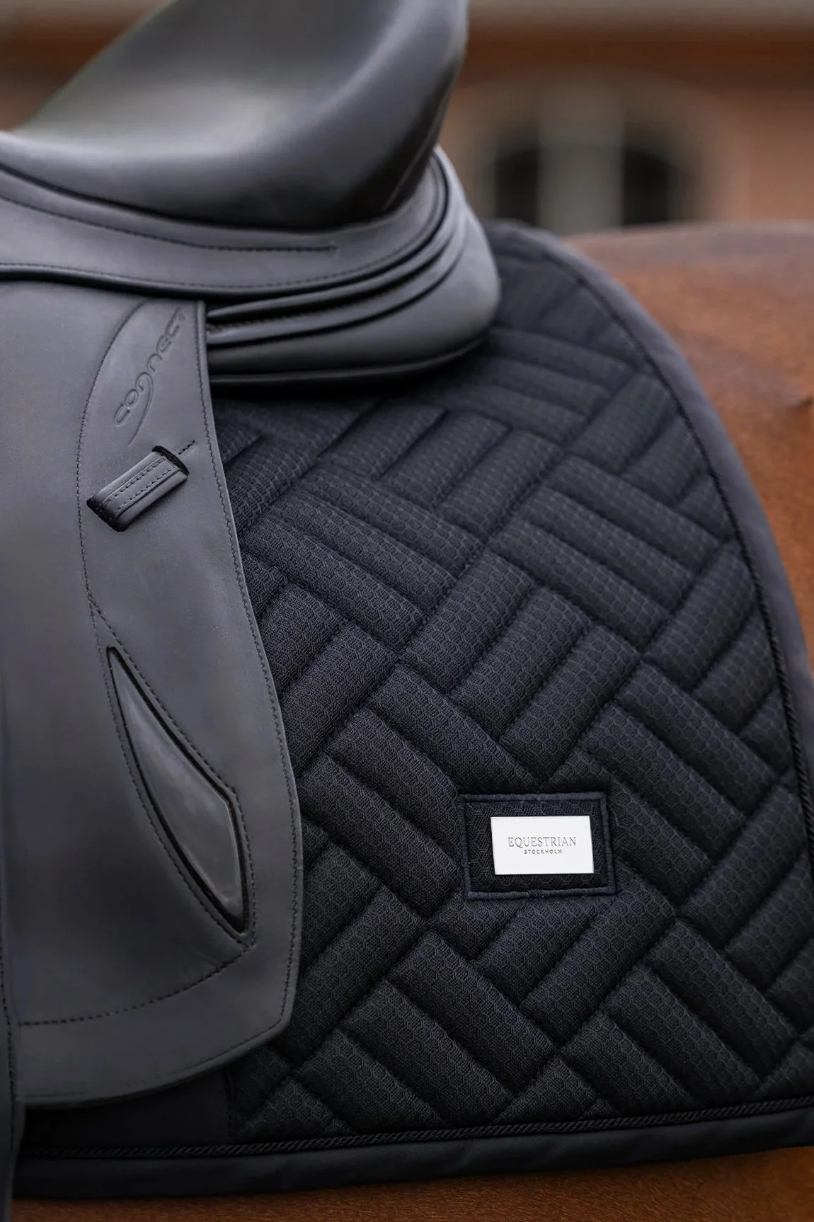 Equestrian Stockholm Dressage Saddle Pad Modern Mesh In Black