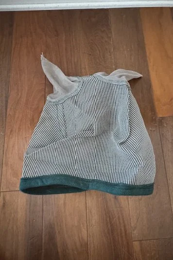 Fly Mask With Ears In Silver & Green - Horse