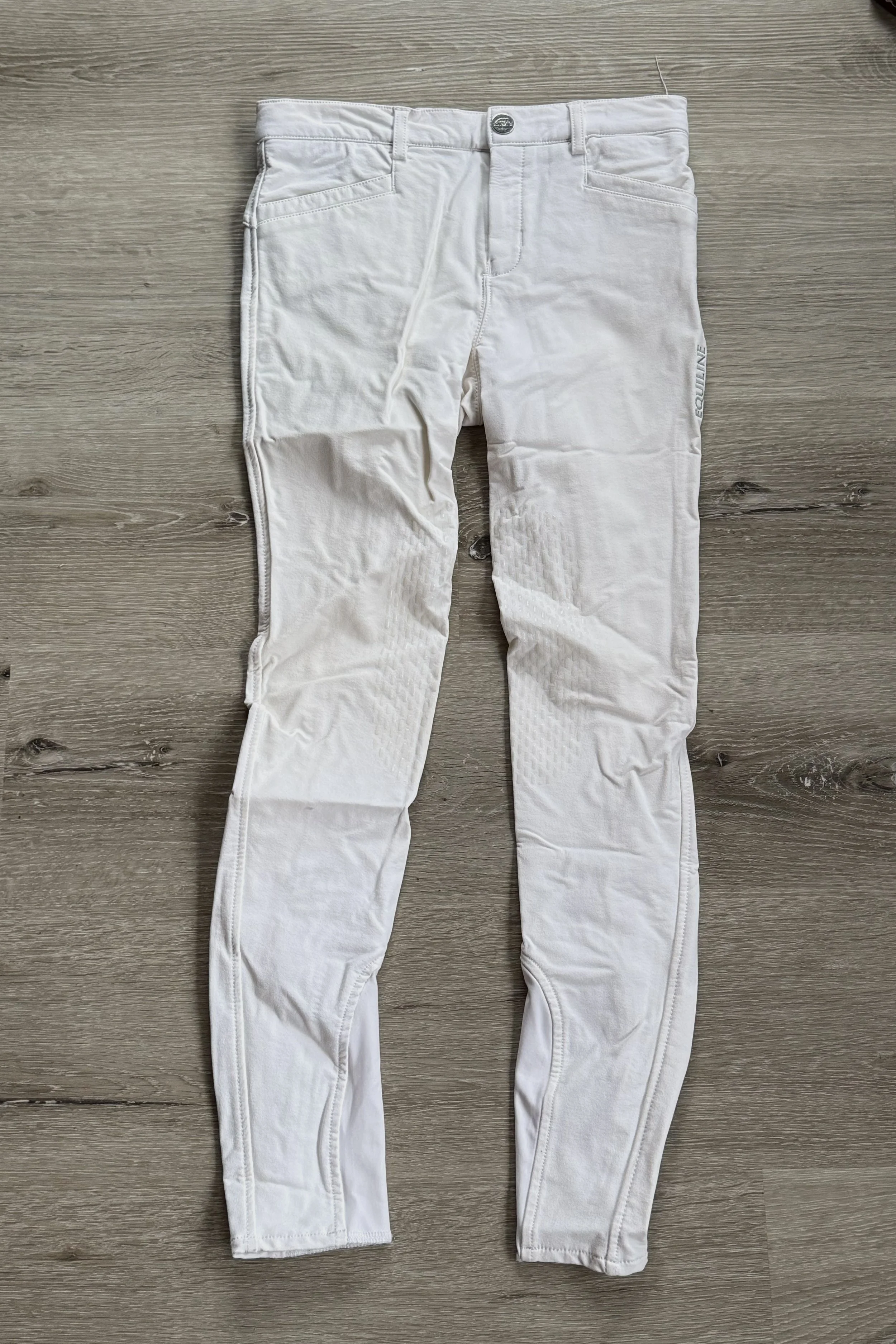 Equiline Jhoank Knee Grip Breech In White - Boy's 12-13