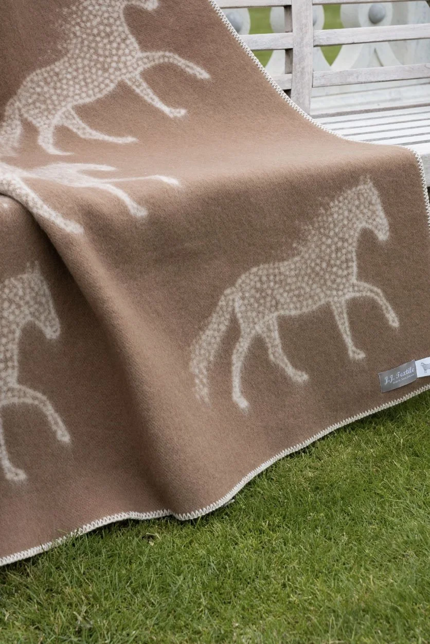 Dot Horse Wool Blanket In Brown