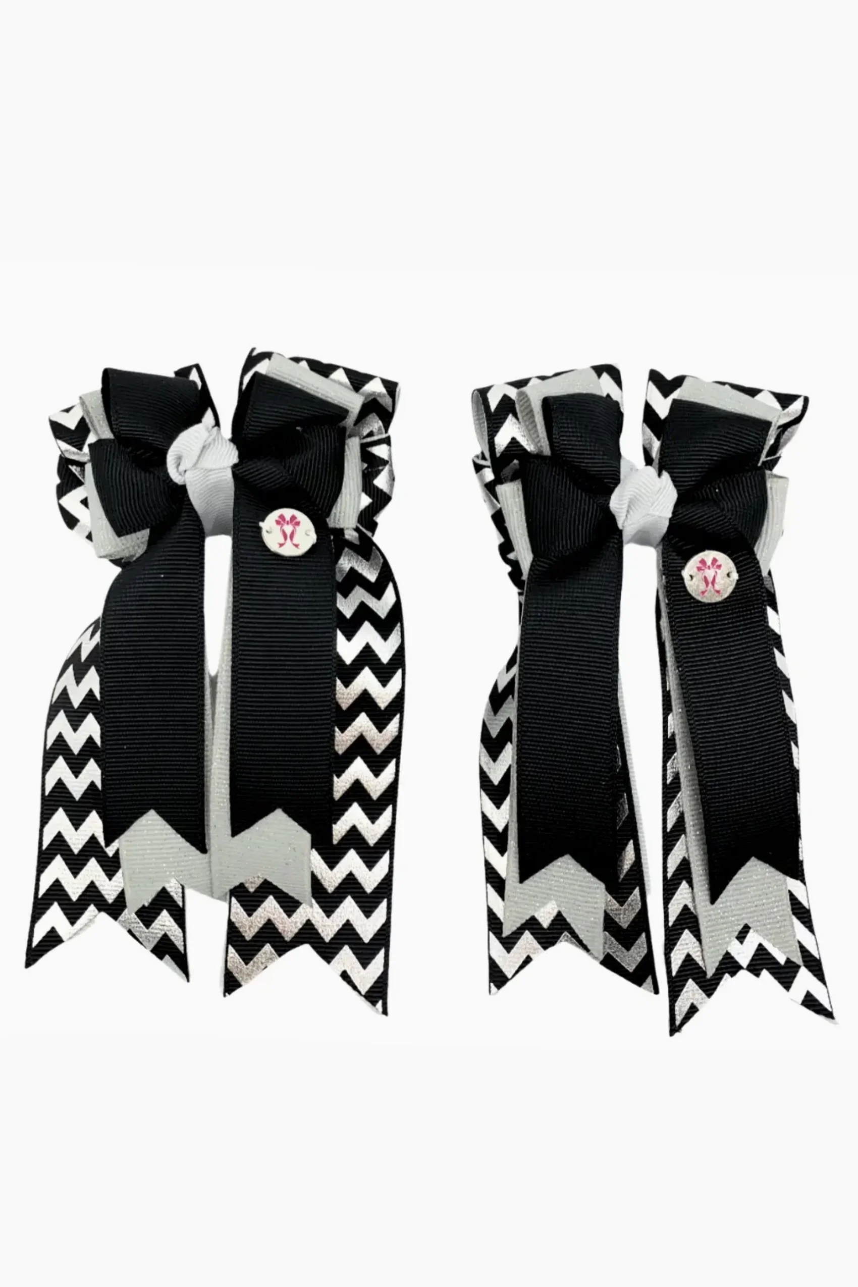 PonyTail Bows - Chevron (Black/Grey)