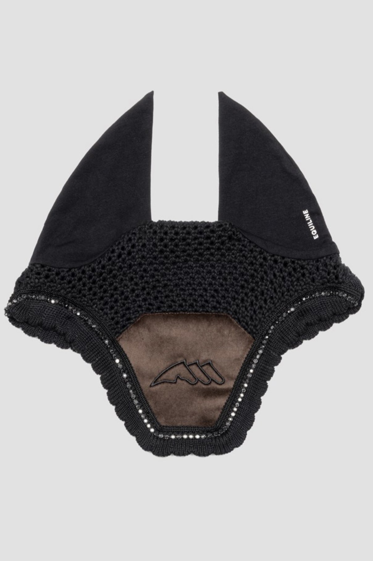 EQUILINE VELVET & RHINESTONE EAR BONNET IN COFFEE BEAN