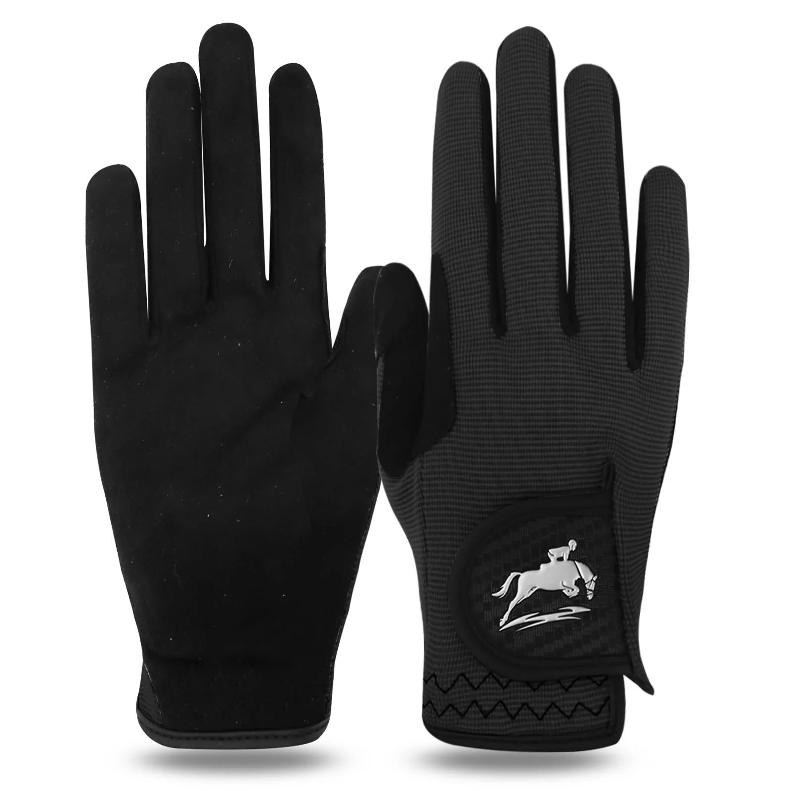 FINGER TEN Horse Riding Gloves - Black - Medium - 2nd Round Equestrian