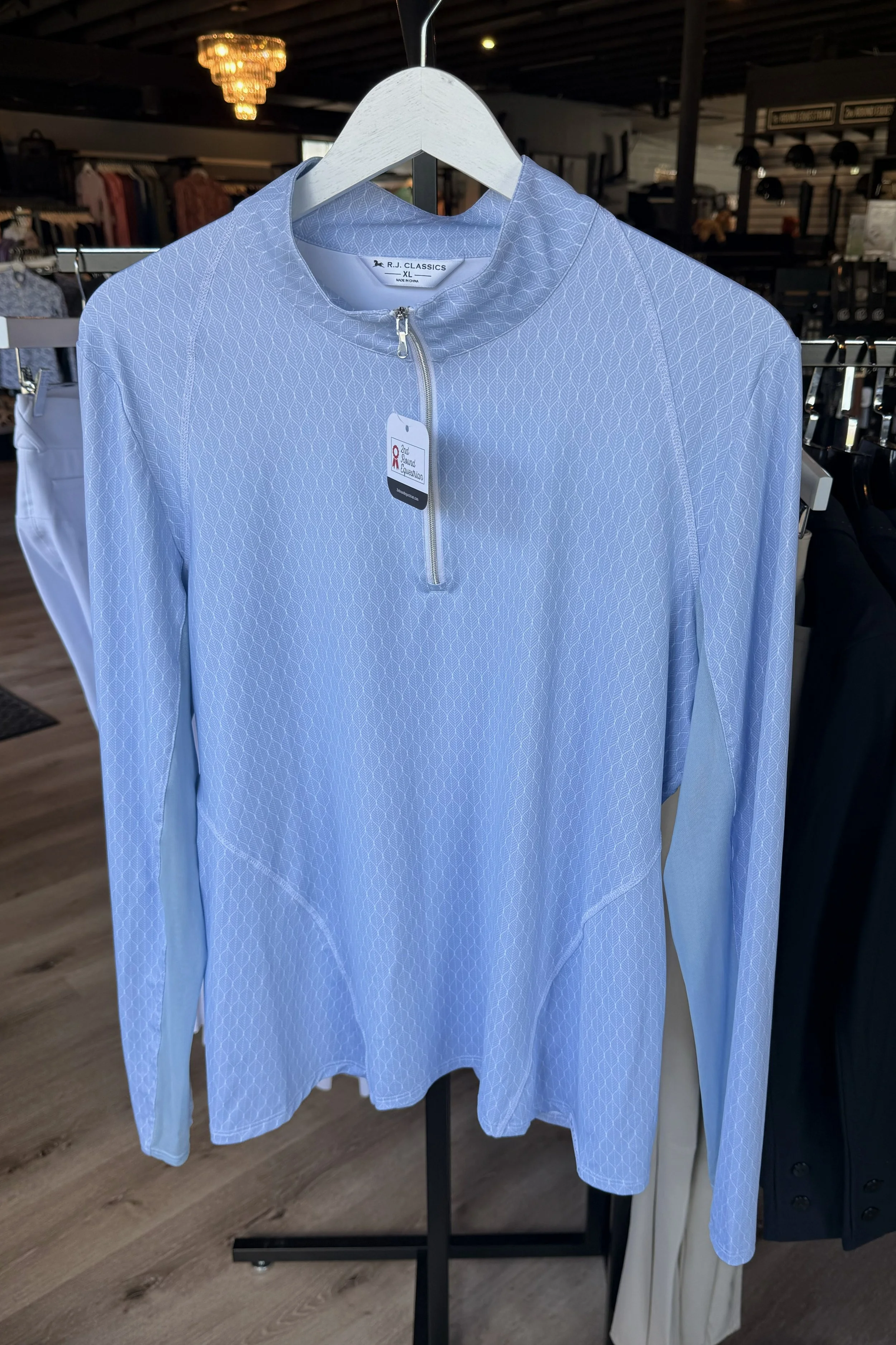 RJ Classics Long Sleeve 1/4 Zip Sunshirt In Light Blue Print - XL