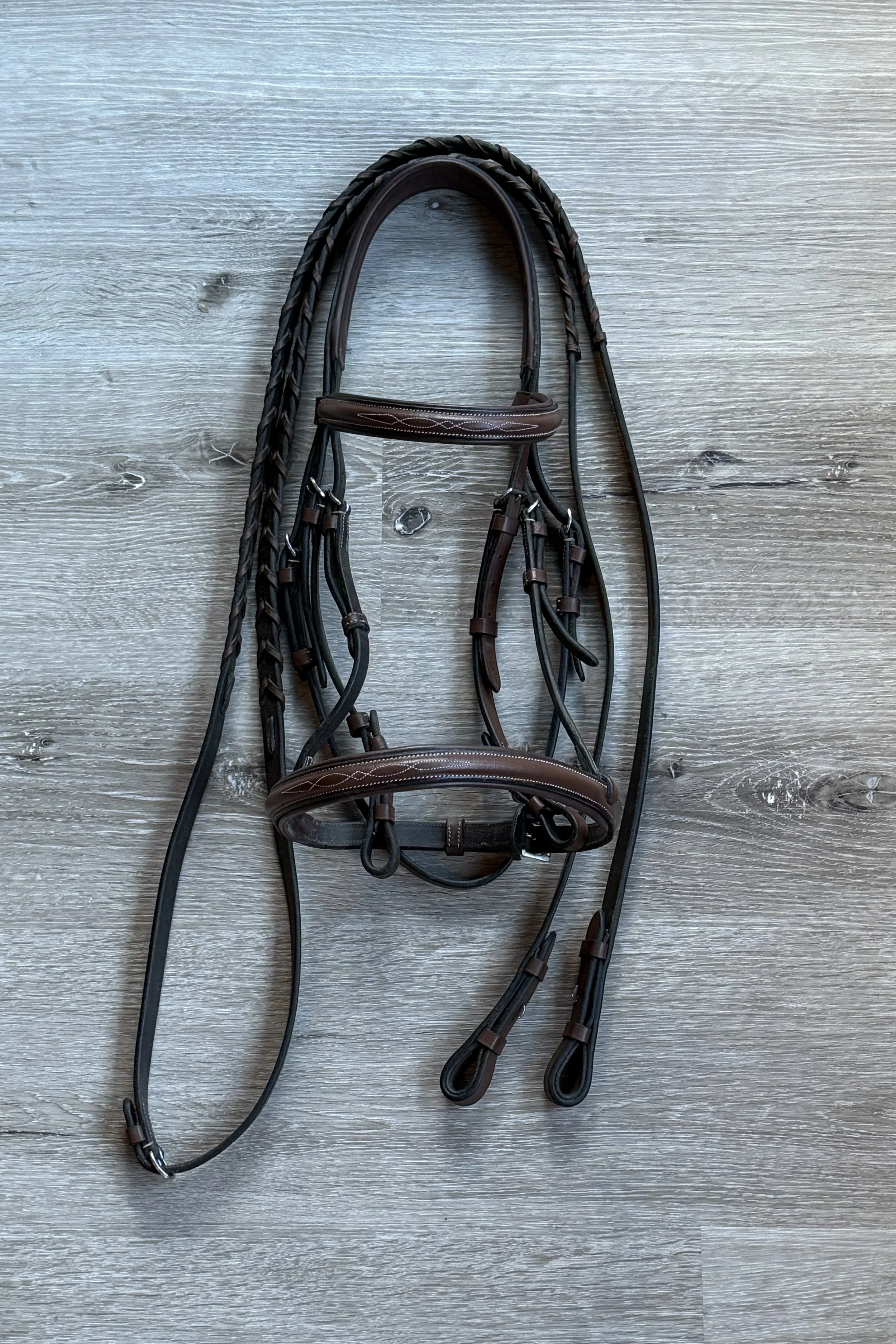 HDR Pro Fancy Raised Comfort Crown Padded Bridle In Brown - Full