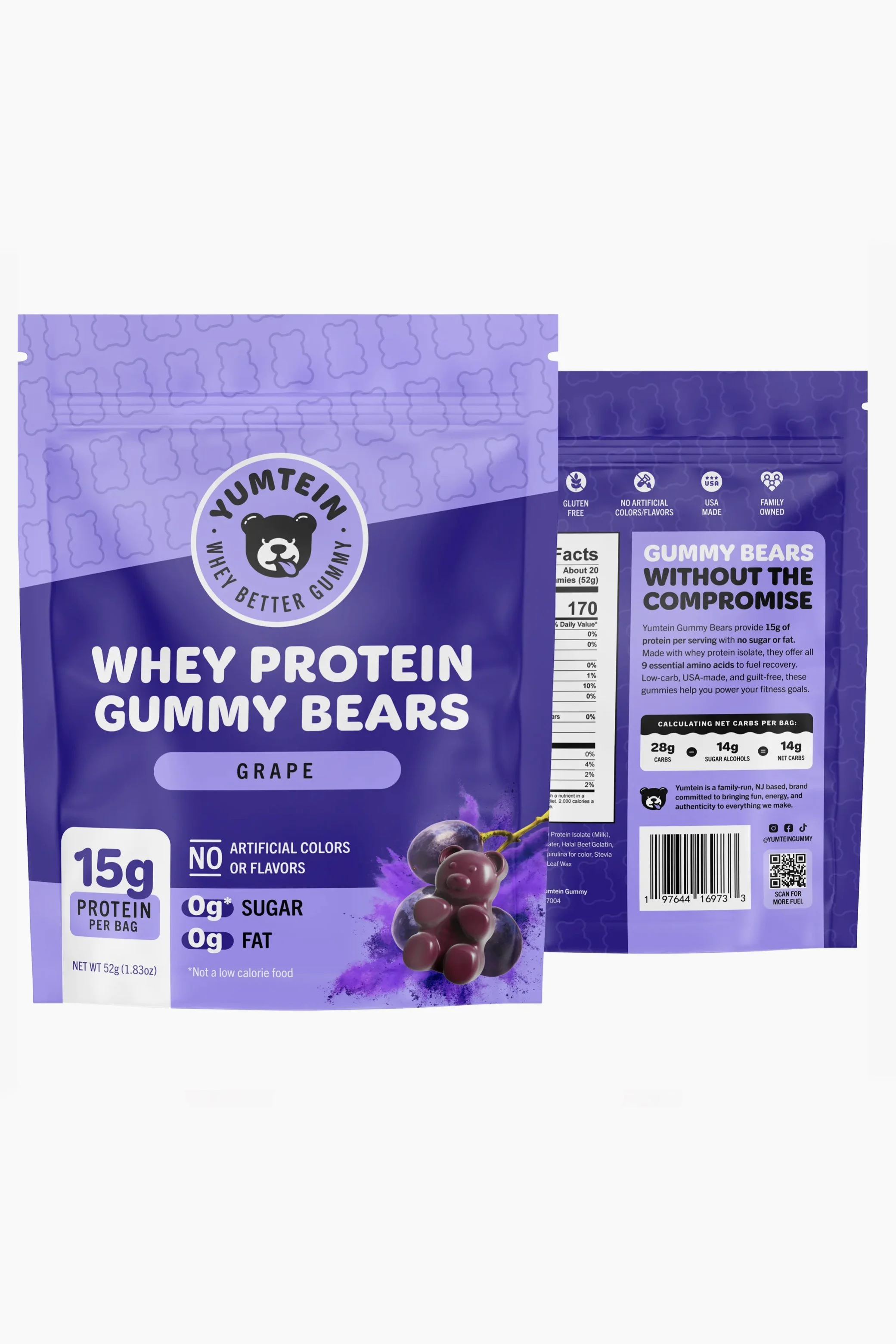 Yumtein Gummy Protein Gummy Bears - Grape 2.1oz