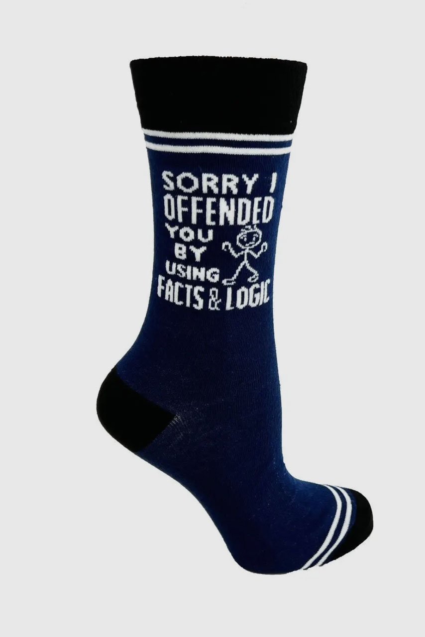 Hey Now Unisex Crew Socks - Sorry I Offended You By Using Facts & Logic - 2nd Round Equestrian