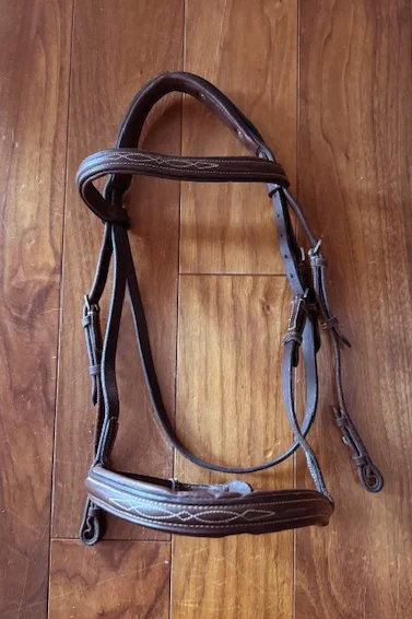 Raised Padded Fancy Stitched Bridle In Brown - Full