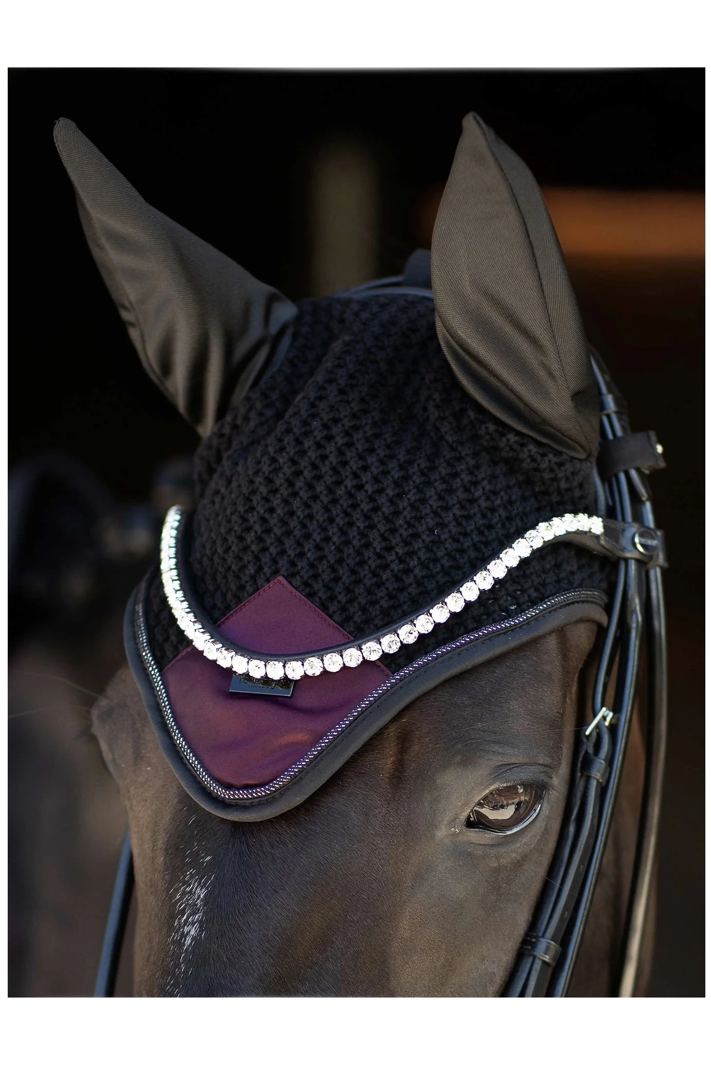 Equestrian Stockholm Ear Bonnet In Modern Purple Night