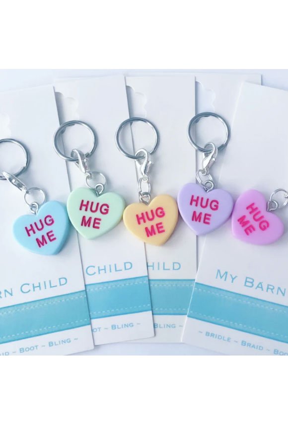 My Barn Child Bridle Charm: HUG ME HEART PINK - 2nd Round Equestrian