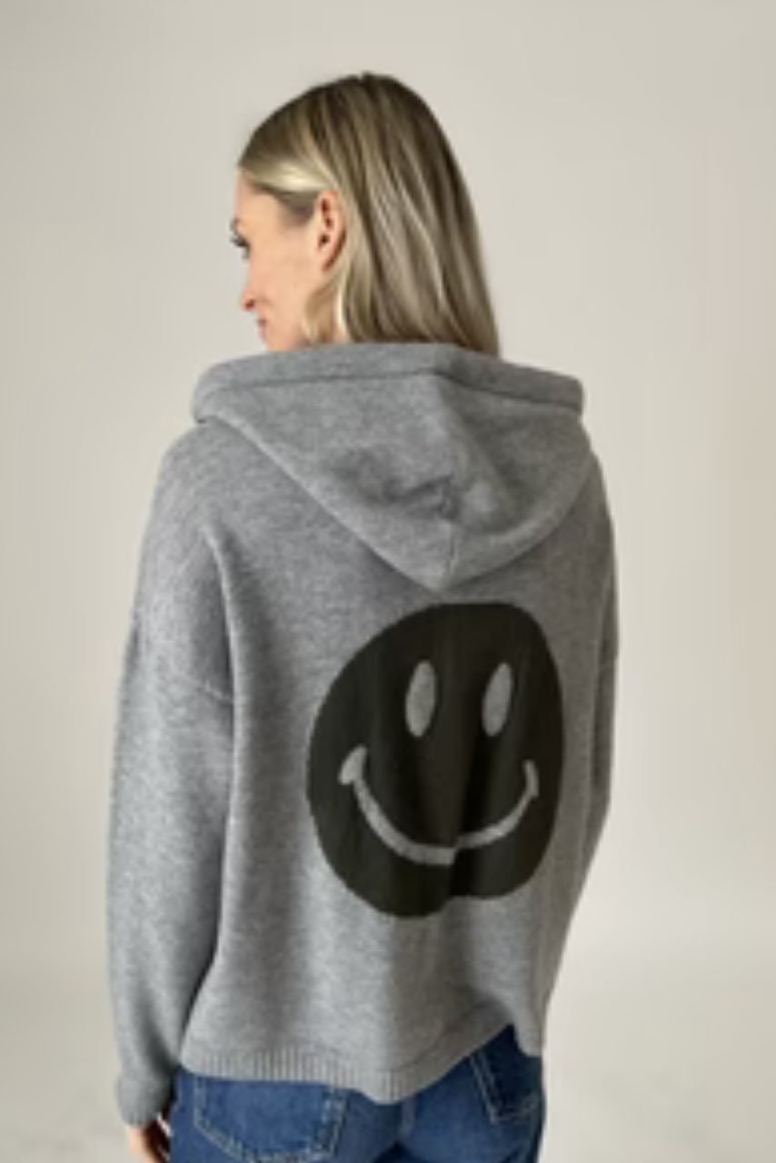 SIX FIFTY Good Mood Smiley Hoodie In Grey & Olive - 2nd Round Equestrian
