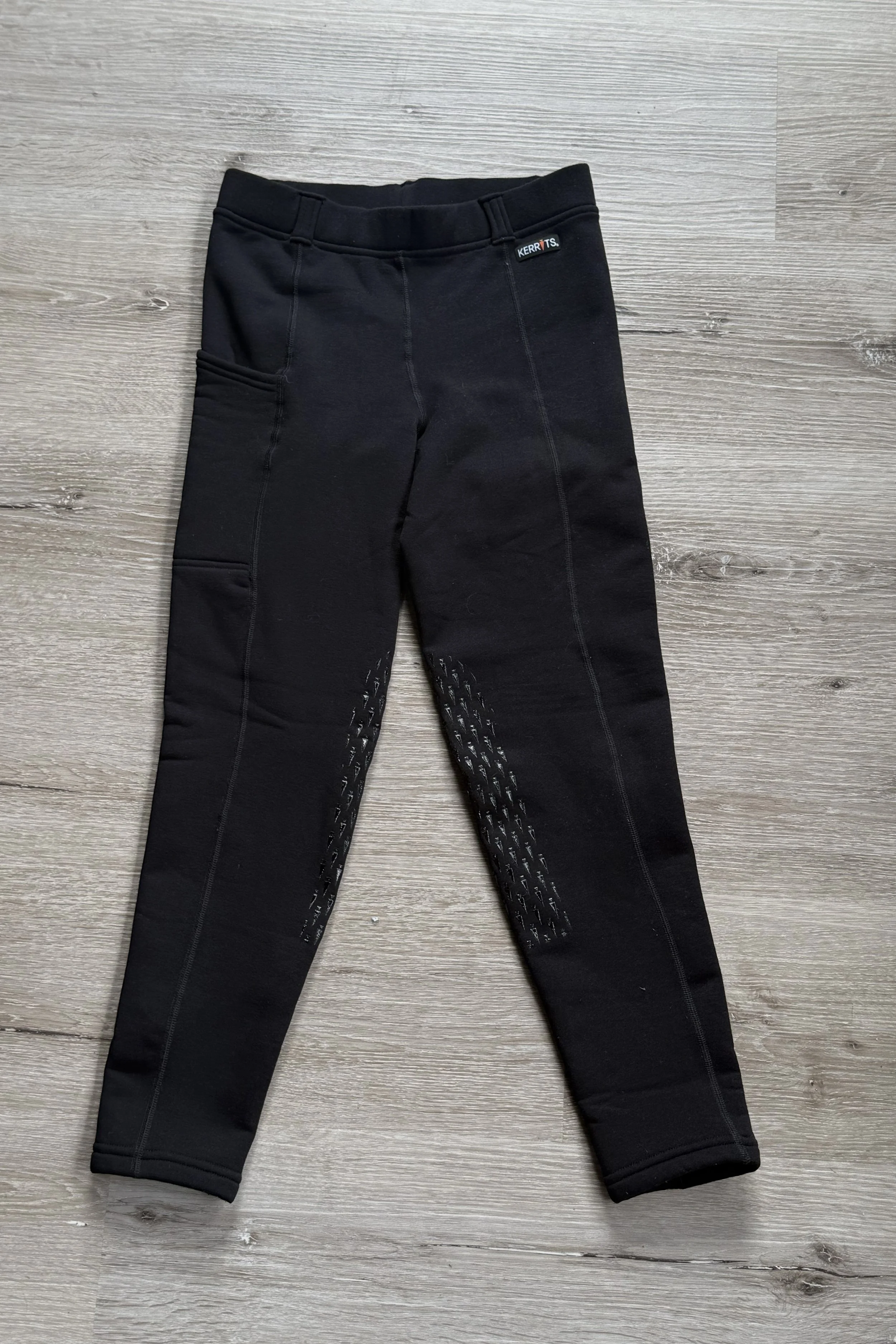 Kerrits Powerstretch Knee Patch Tights In Black - Kids Large