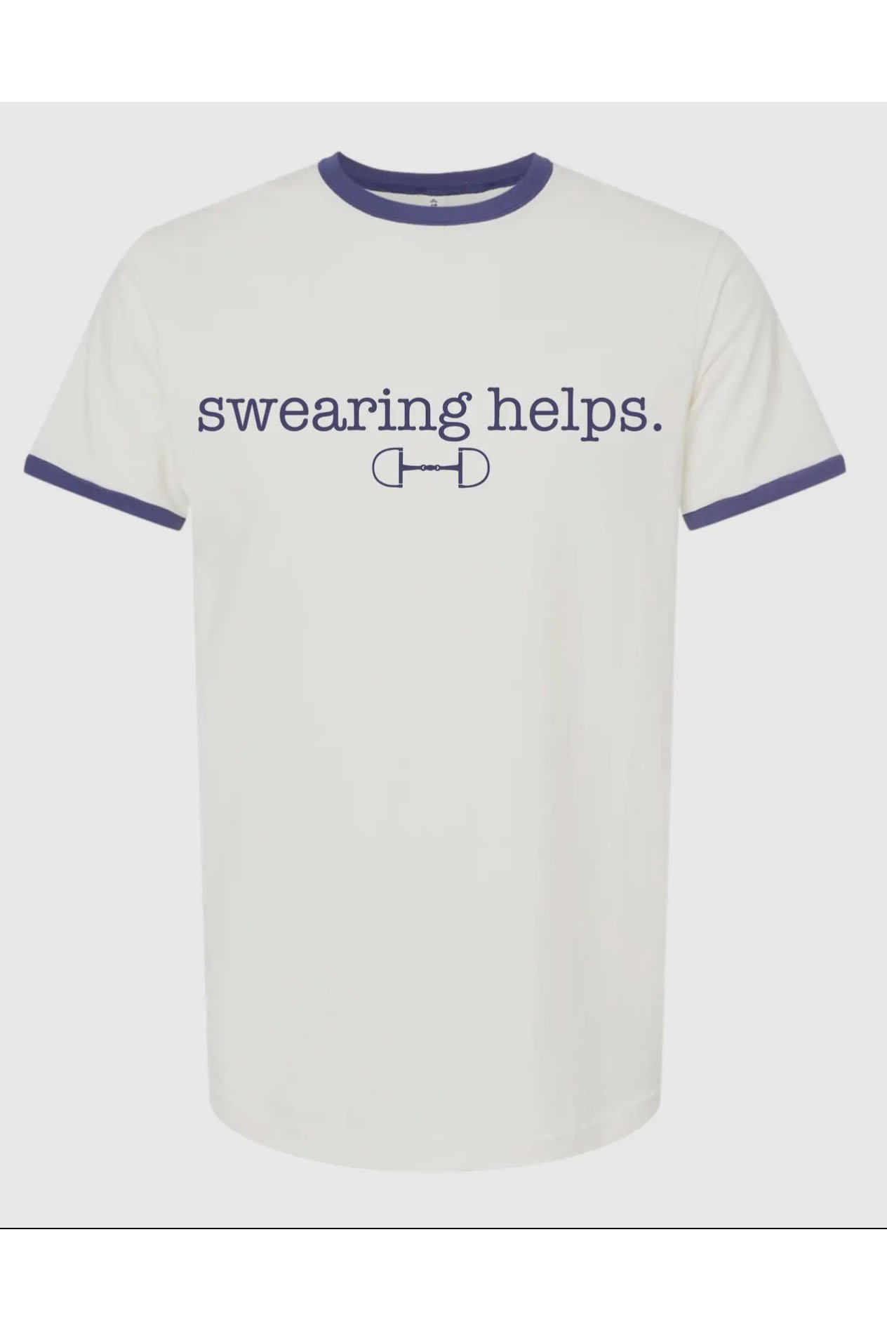 Equine & Design Swearing Helps Short Sleeve Tee In White & Navy - 2nd Round Equestrian