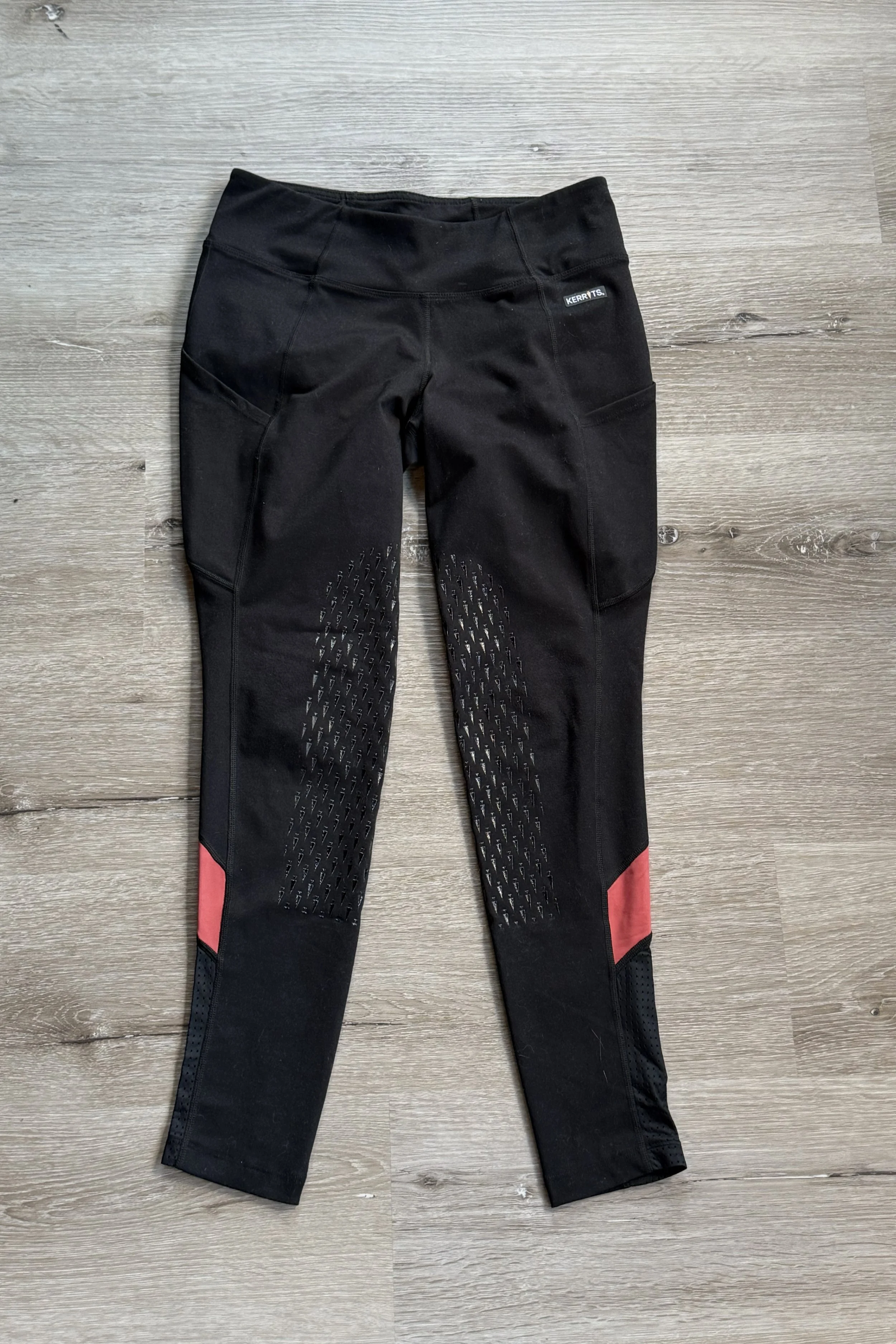 Kerrits Full Leg Tech Tights In Black With Red Accents - Small
