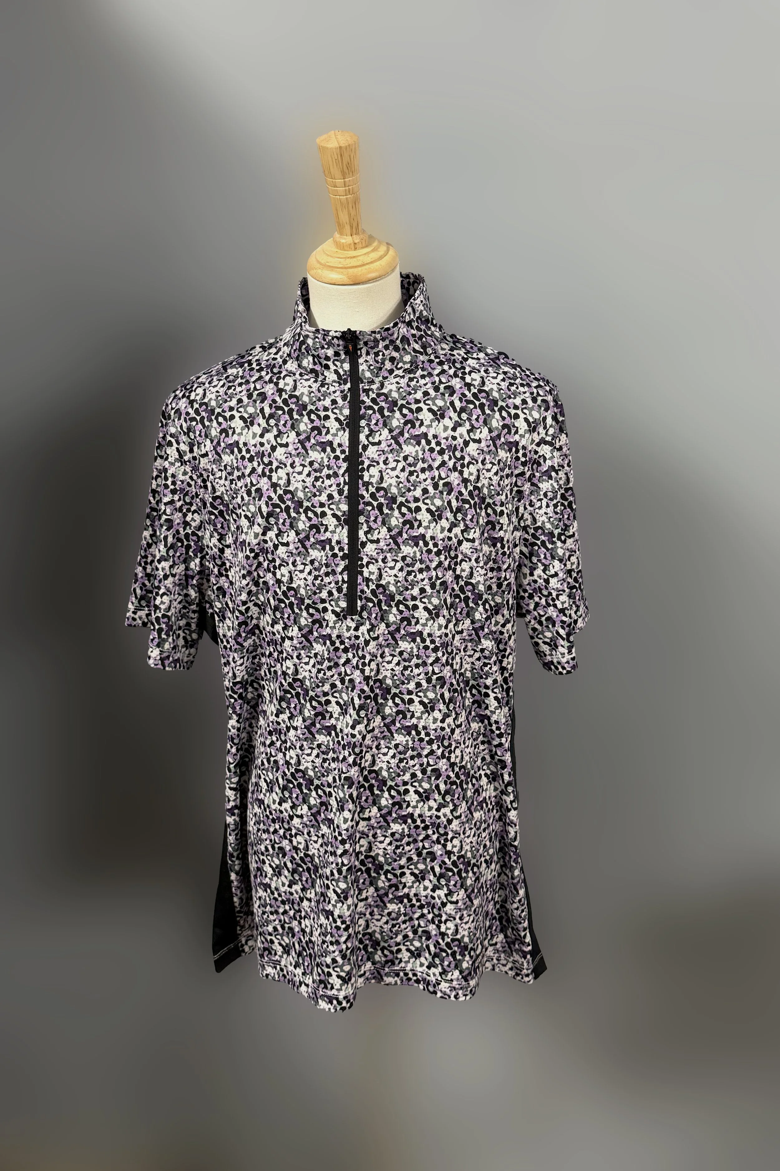 Kerrits Breeze Ice Fil Short Sleeve Shirt In Purple Pattern - Large