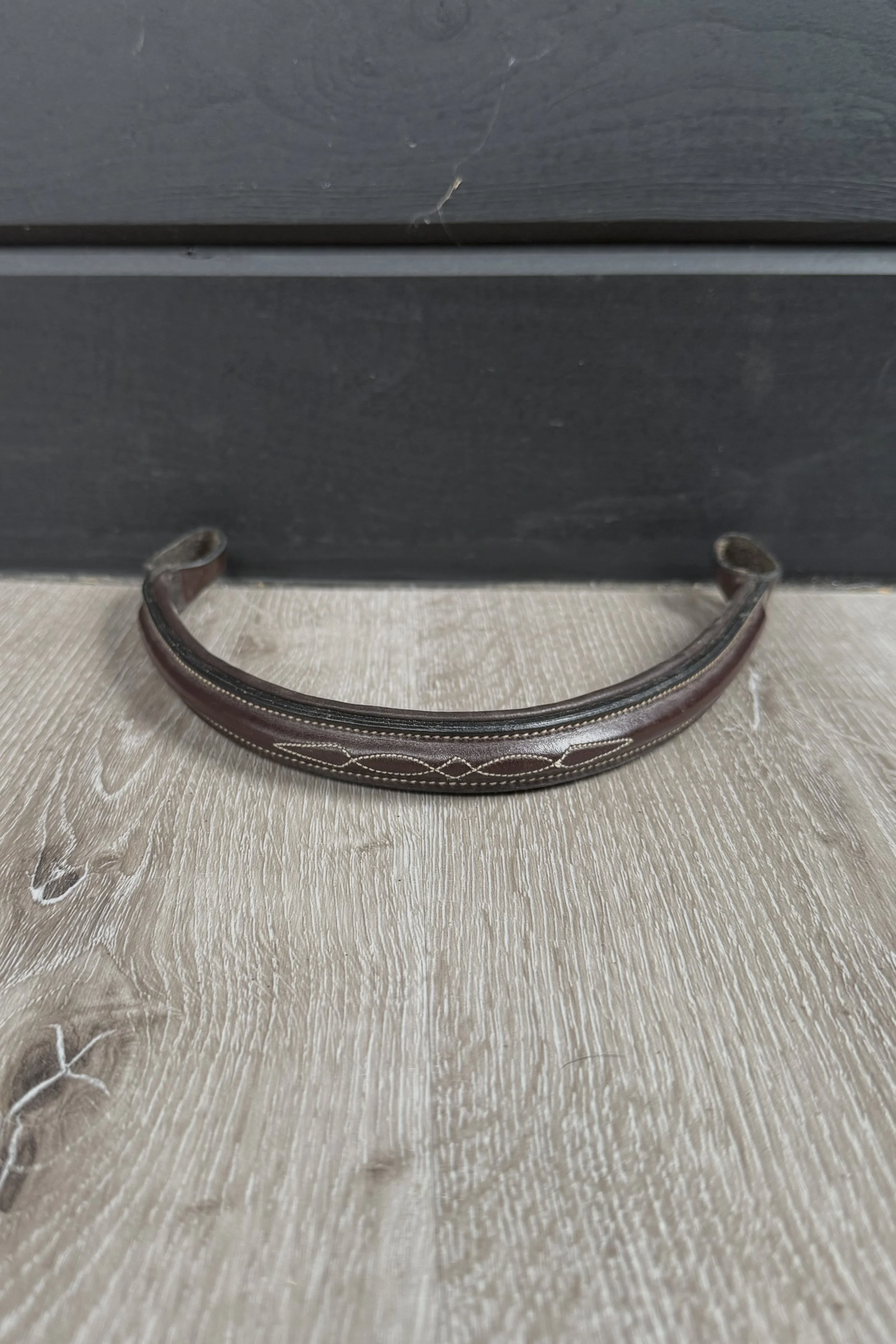 Fancy Stitched Padded Browband In Brown - Full