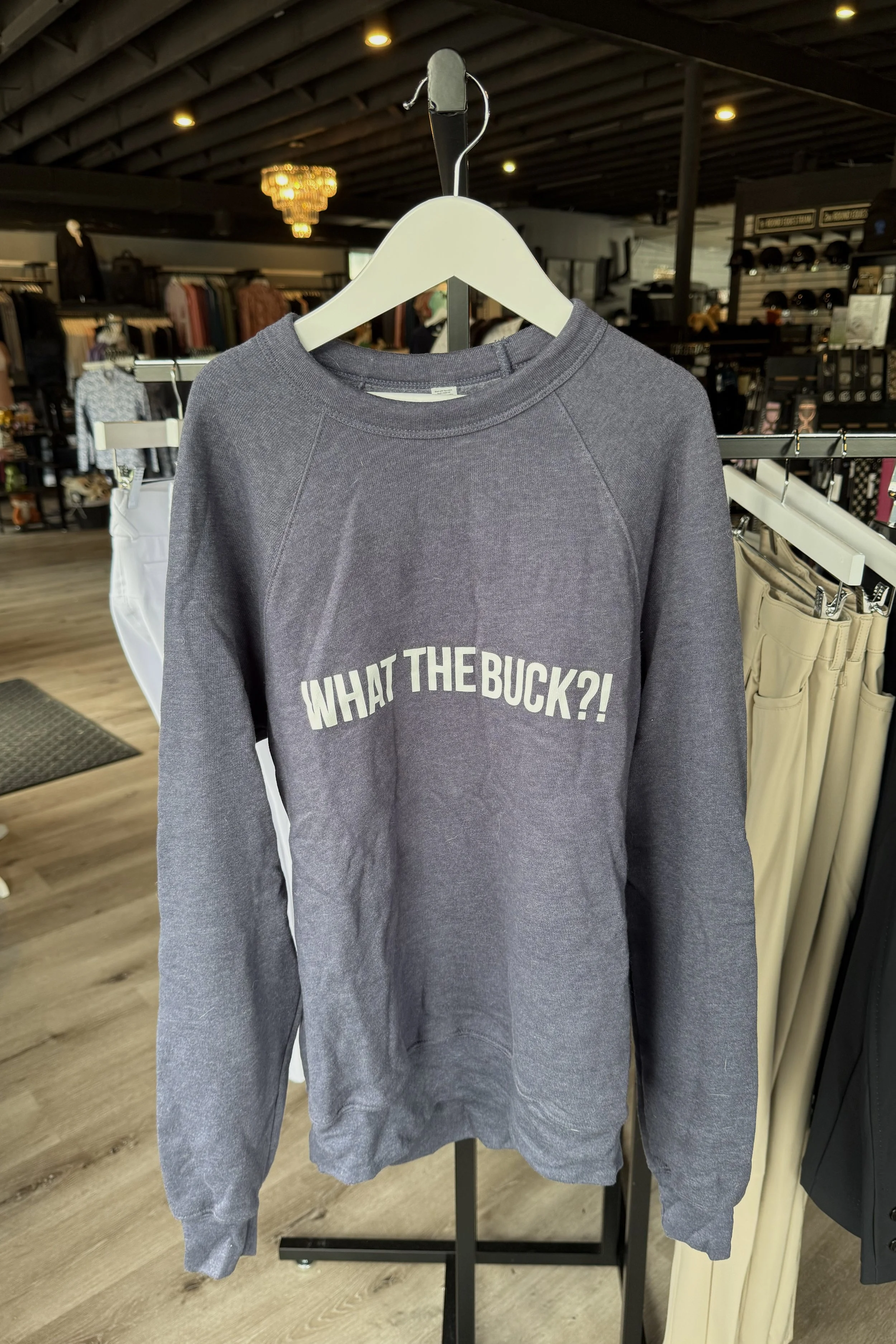 "What The Buck" Pullover Sweater In Navy - XS