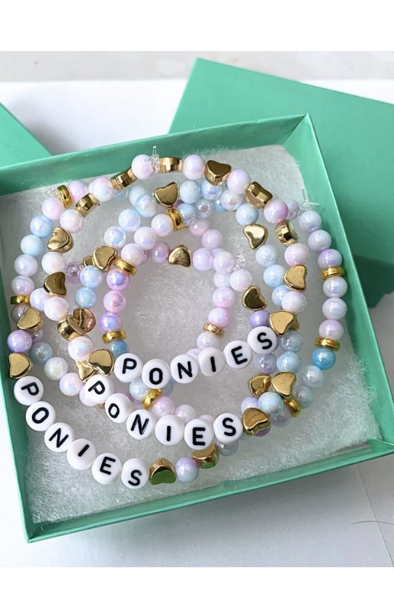 My Barn Child - Arenas Tour Bracelet Stack: Ponies Ponies Ponies In Pastel/Silver