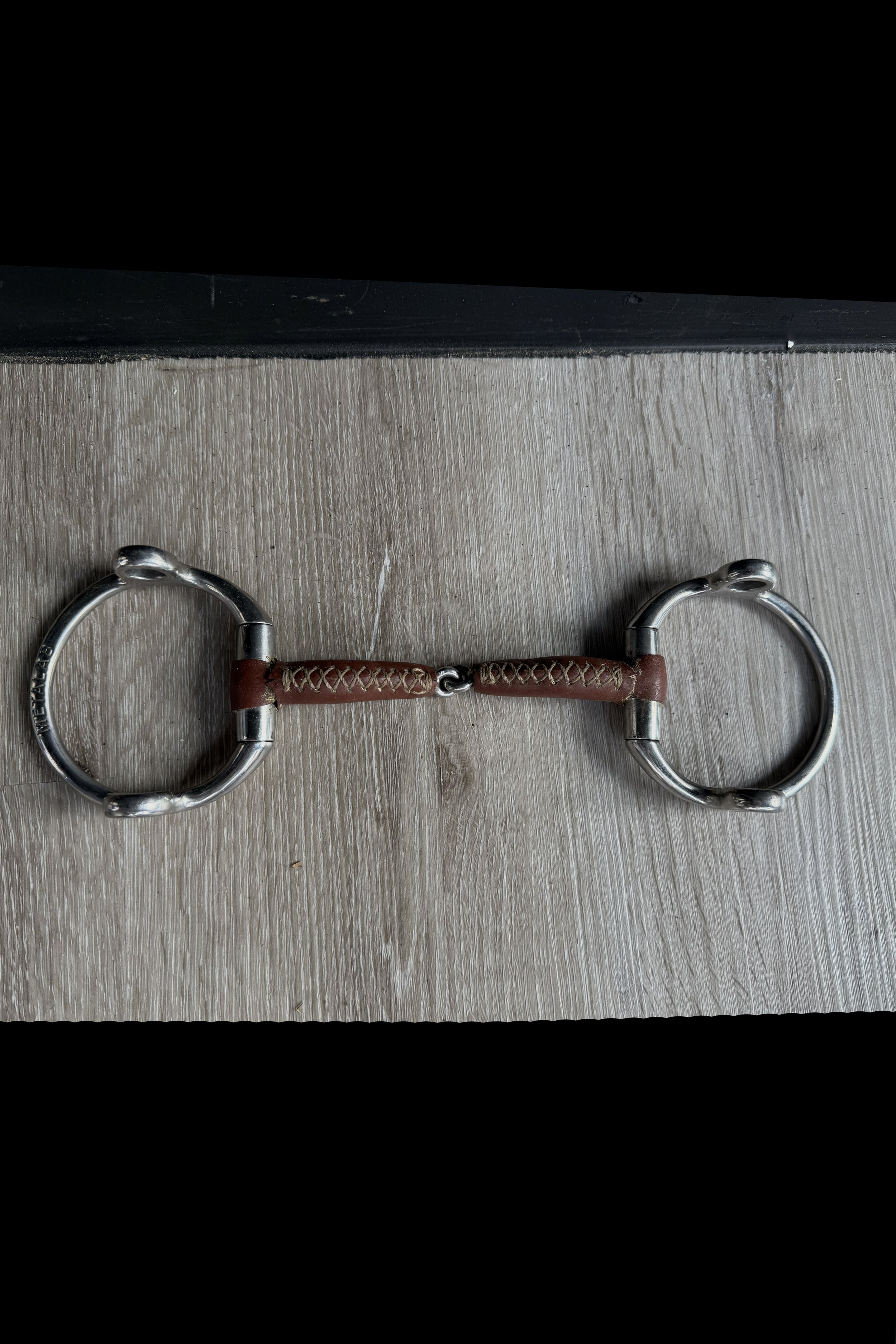 Metalab Hollow Leather Wrapped Single Joint EggButt Gag Bit - 5.25"