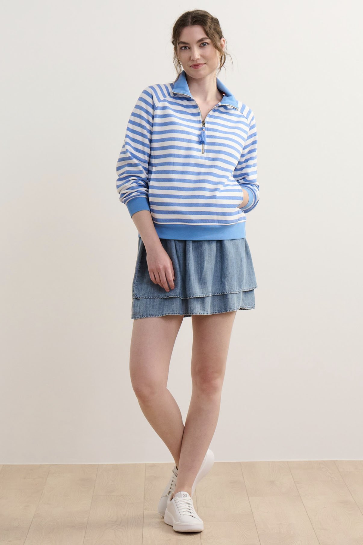 Hatley Mock Neck Pullover In Marina Stripes - 2nd Round Equestrian