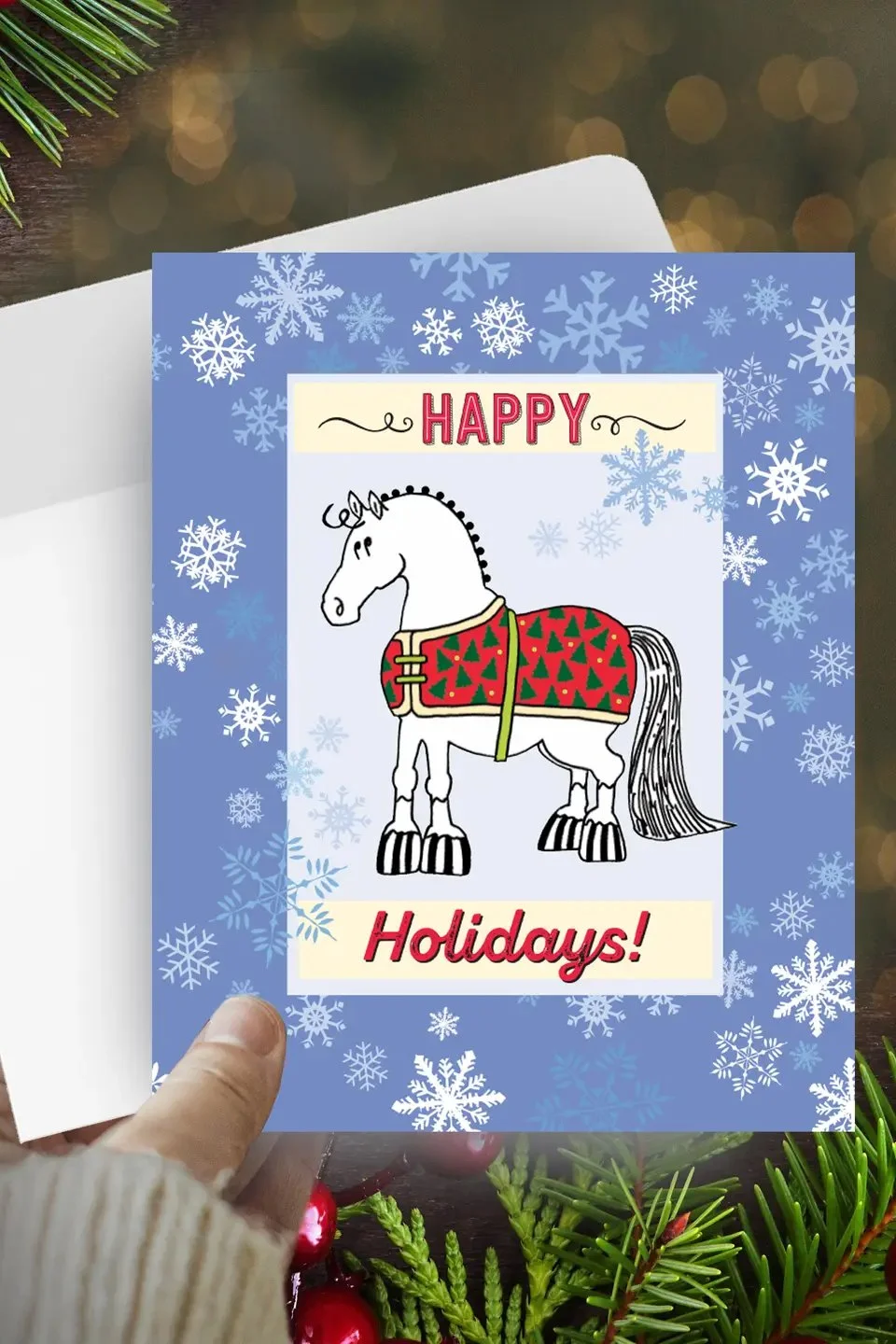 Pudgy Pony Christmas Card