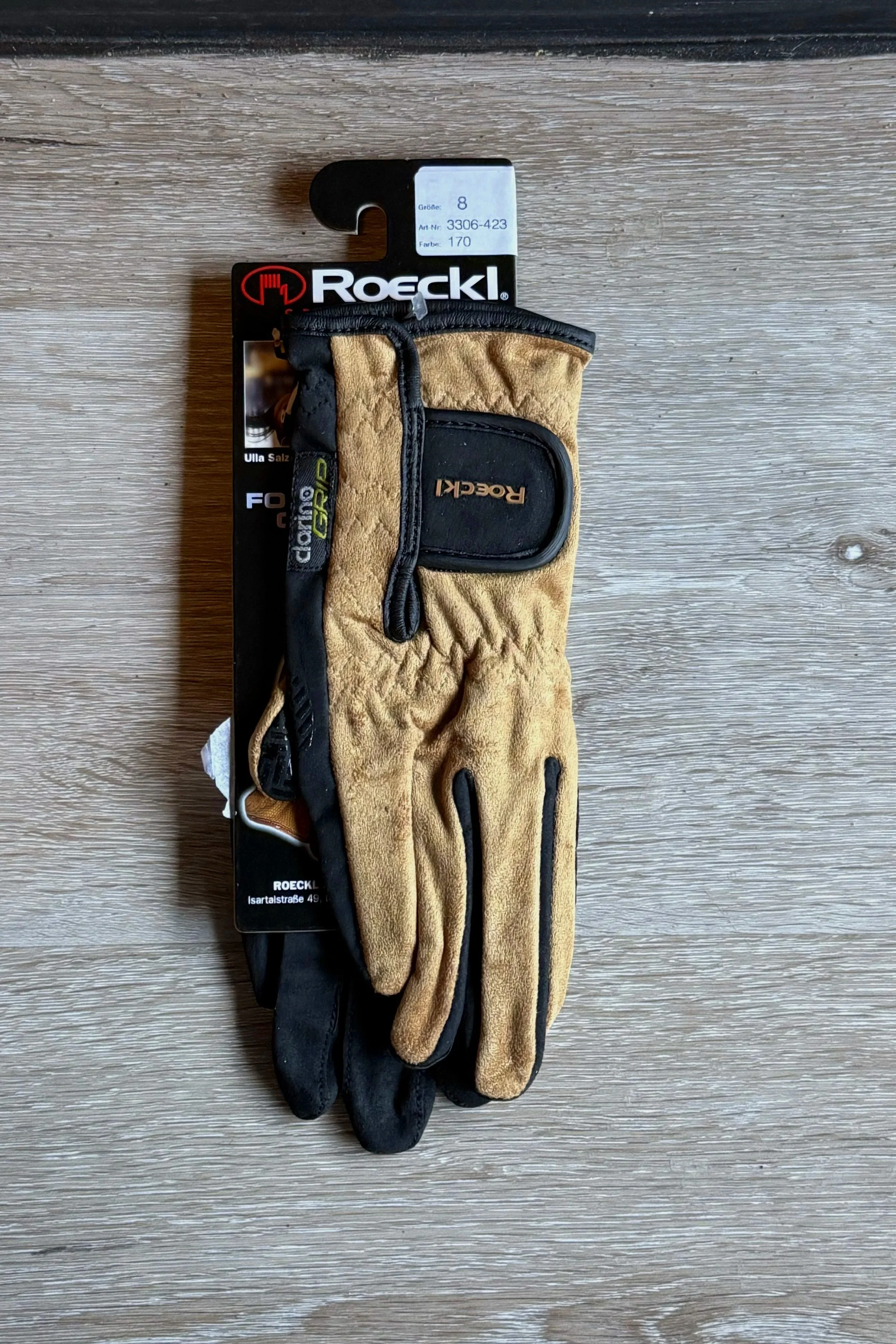 Roeckl Clarino Grip Gloves In Tan & Black - 8