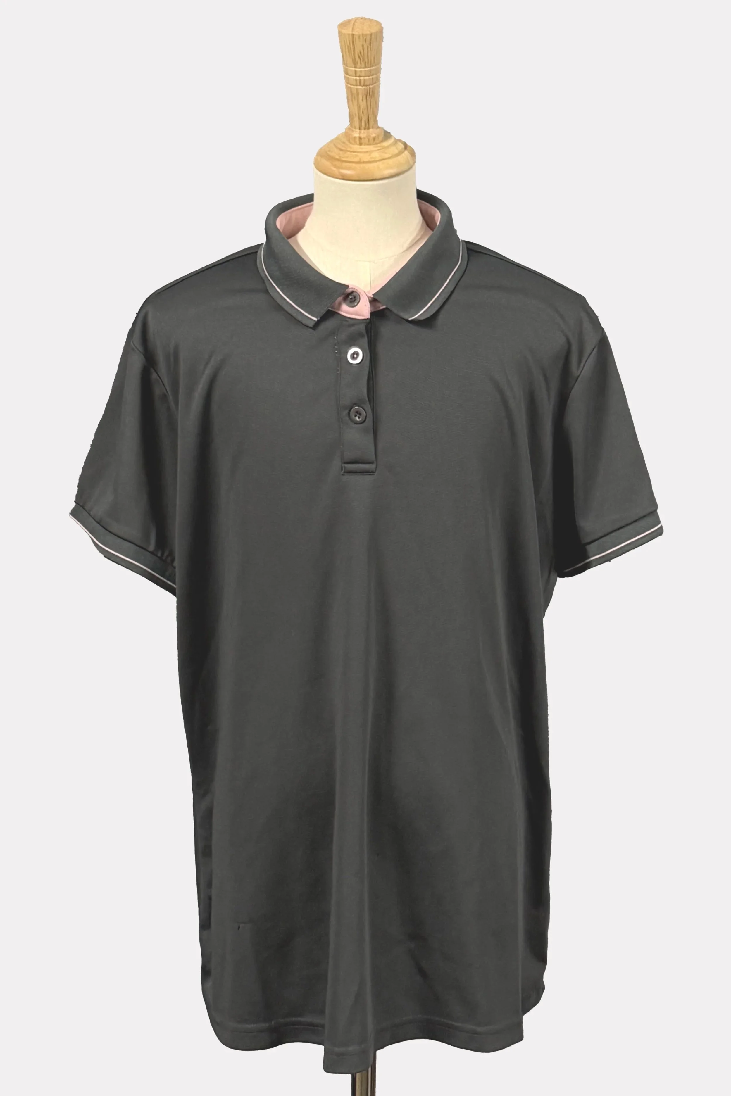 HKM Classic Short Sleeve Polo In Charcoal & Pink - XL