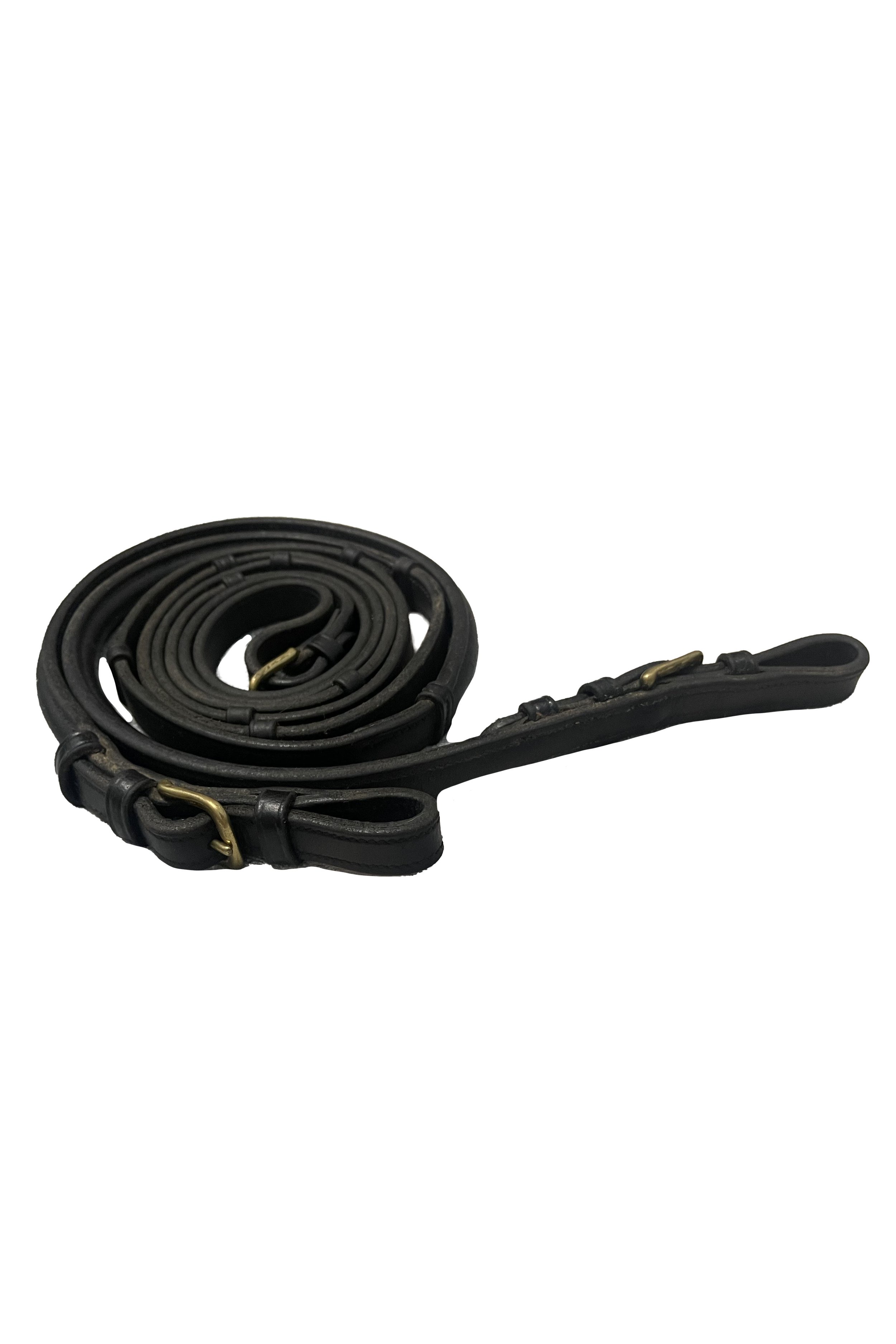 Leather Reins With Stops & Buckle Ends In Black - 55"