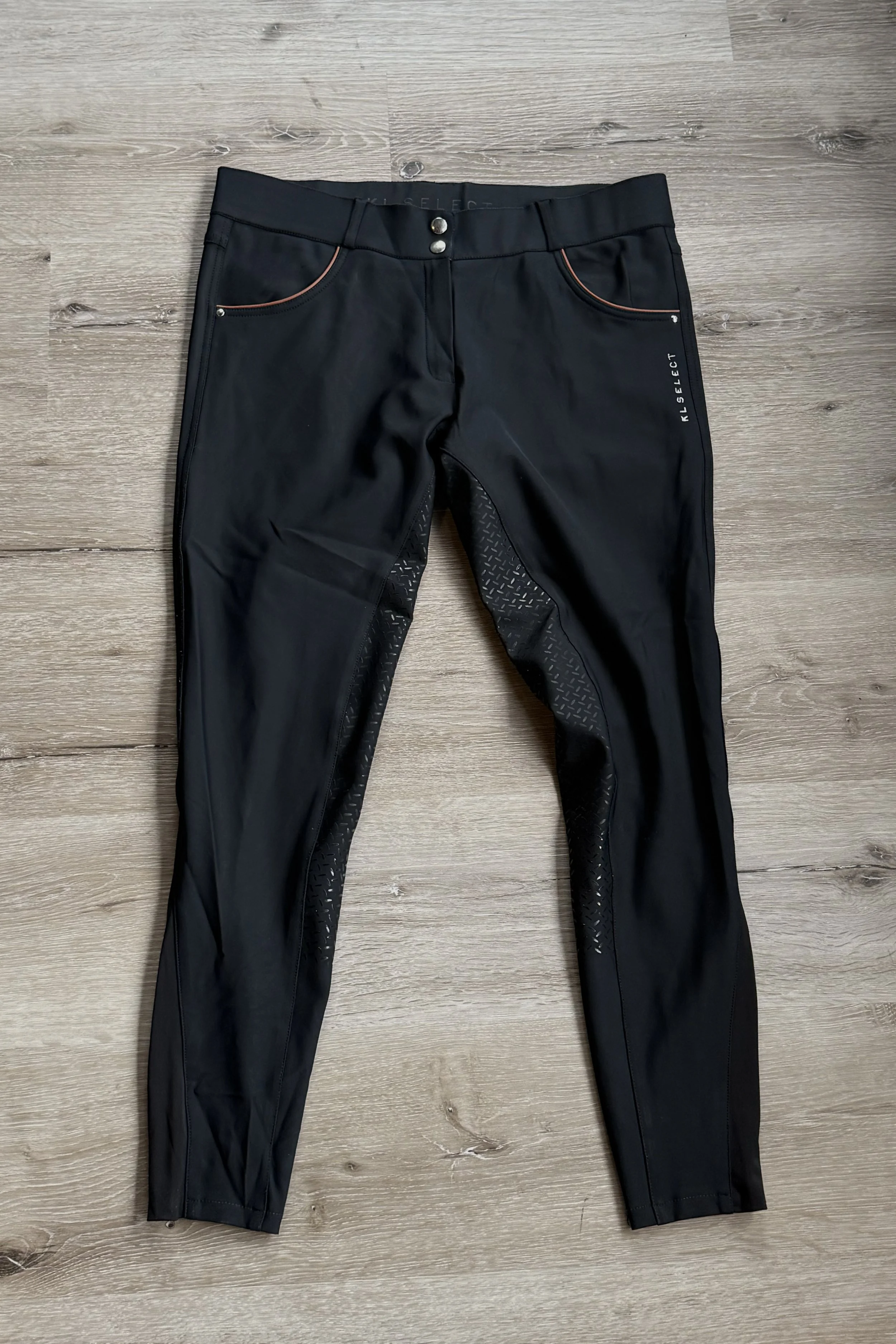 KL Select Gabrielle Full Seat Breech In Black & Cognac - 32R