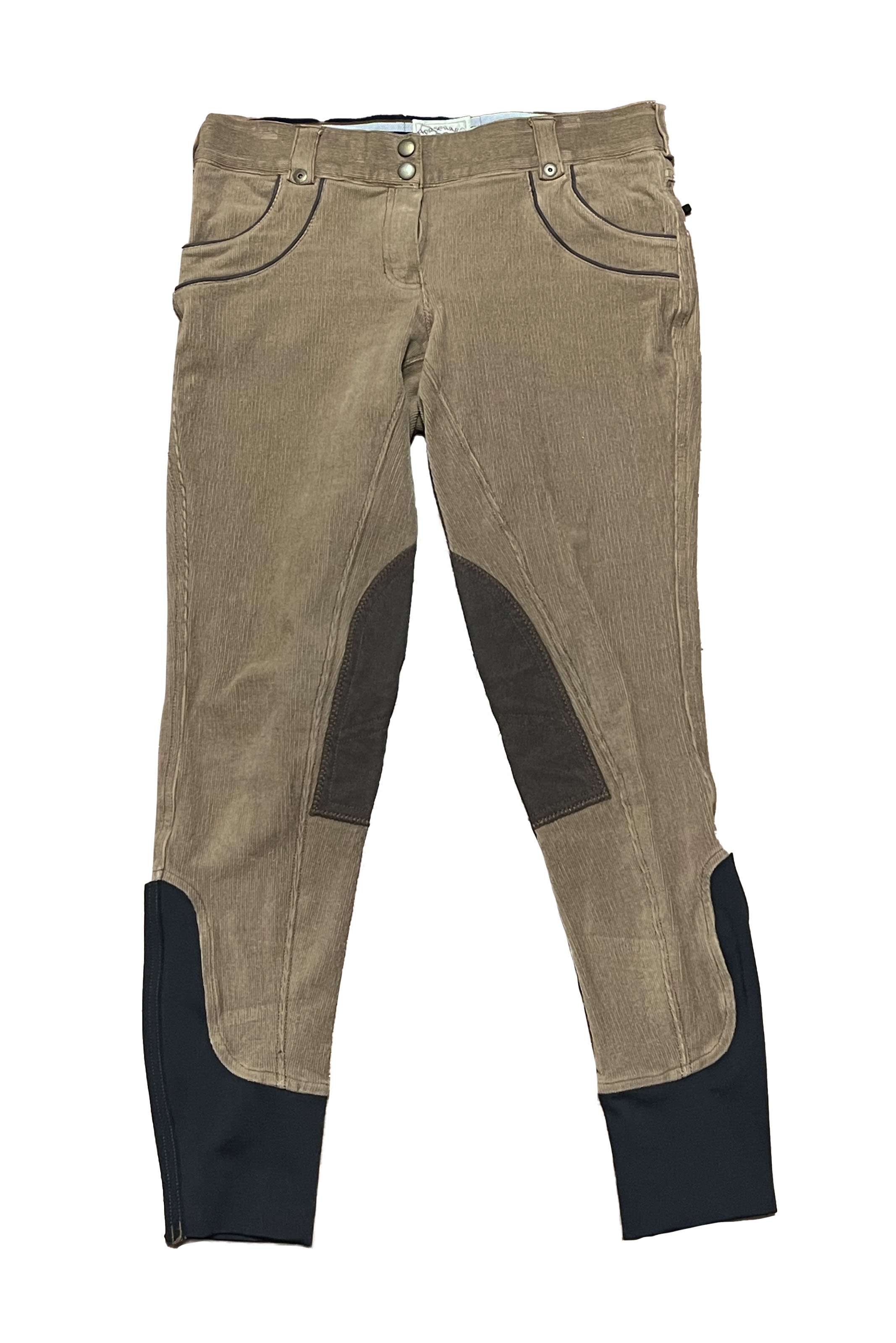 Horseware Corduroy Knee Patch Breech In Coffee - 30R - 2nd Round Equestrian