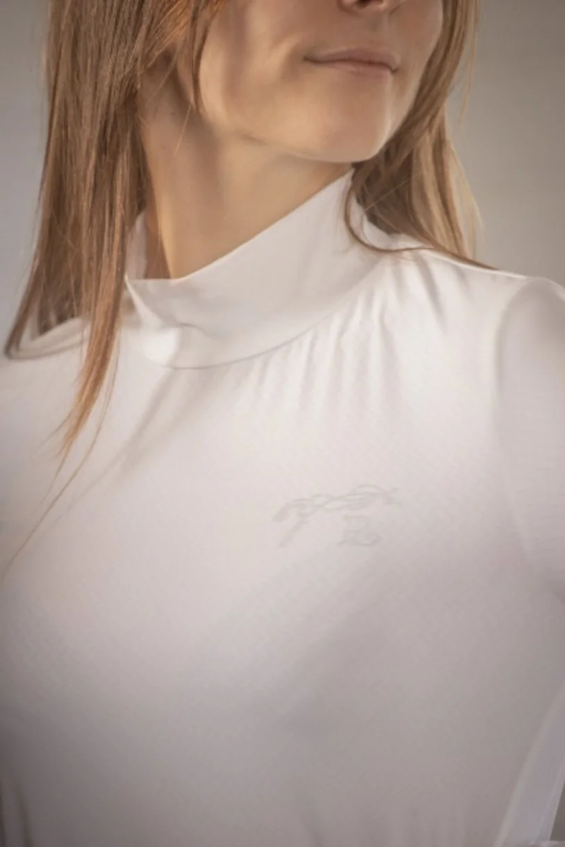 Penelope Charlotte Mock Neck Long Sleeve Shirt In Ecru