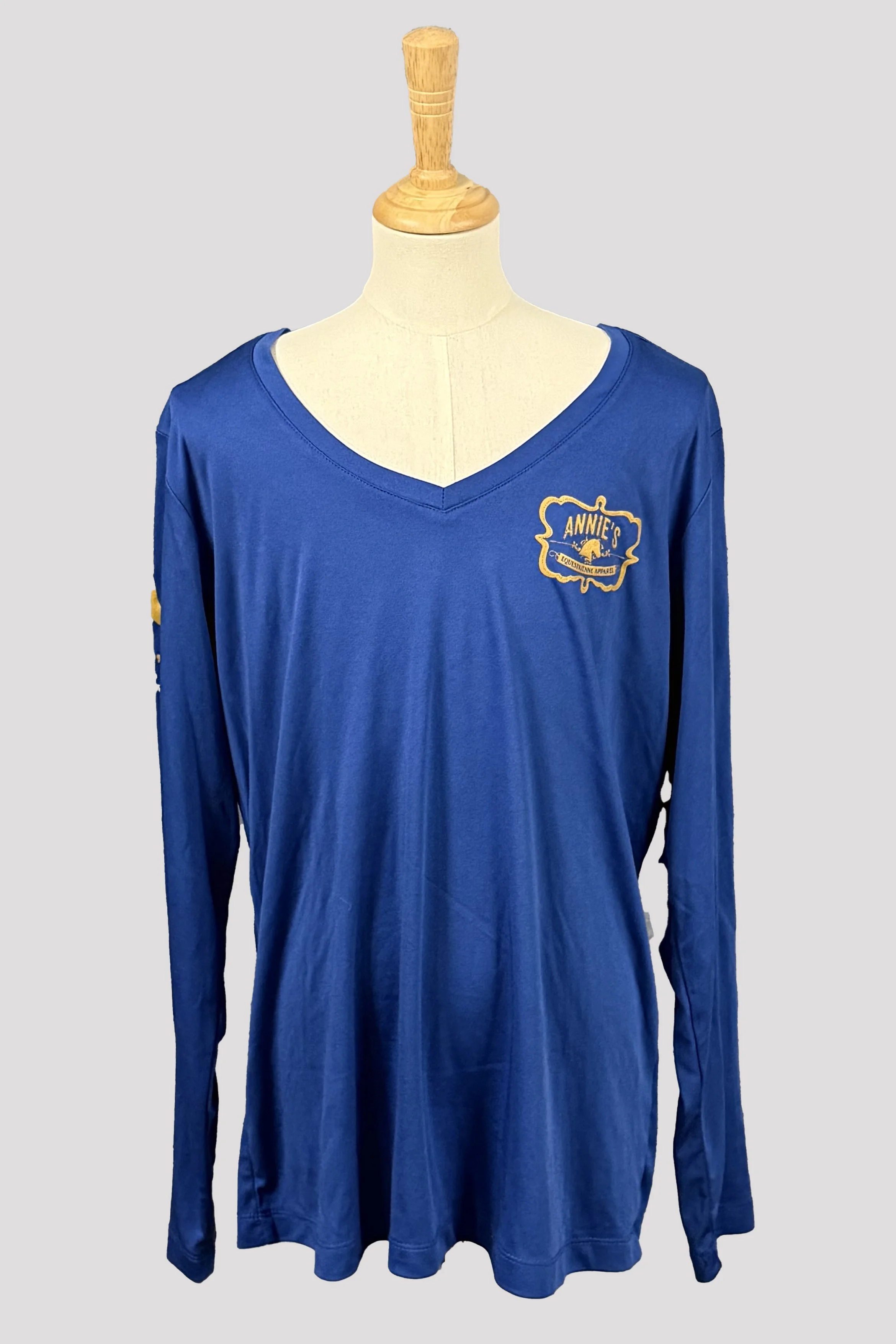 Annie's Equestrian Apparel Long Sleeve V Neck In Royal Blue - Large